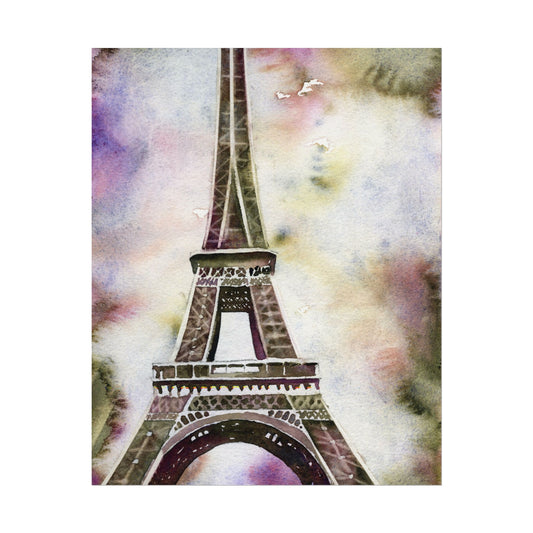 Eiffel Tower Paris Skyline France Colorful Wall Art French Decor Handmade Item Europe Watercolor Poster (print) Poster