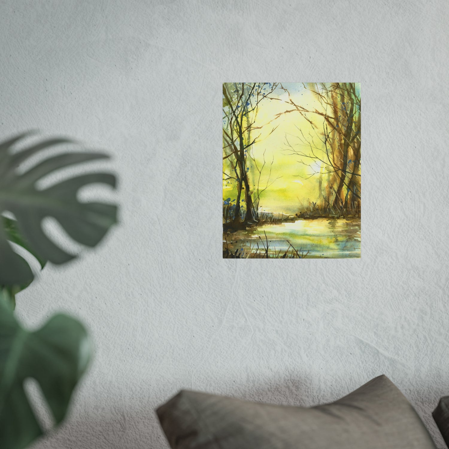 Sunset Forest Watercolor Poster Fine Art Poster | Colorful Landscape, Wildlife Wall Art Handmade Item Art for House Unframed Print Poster