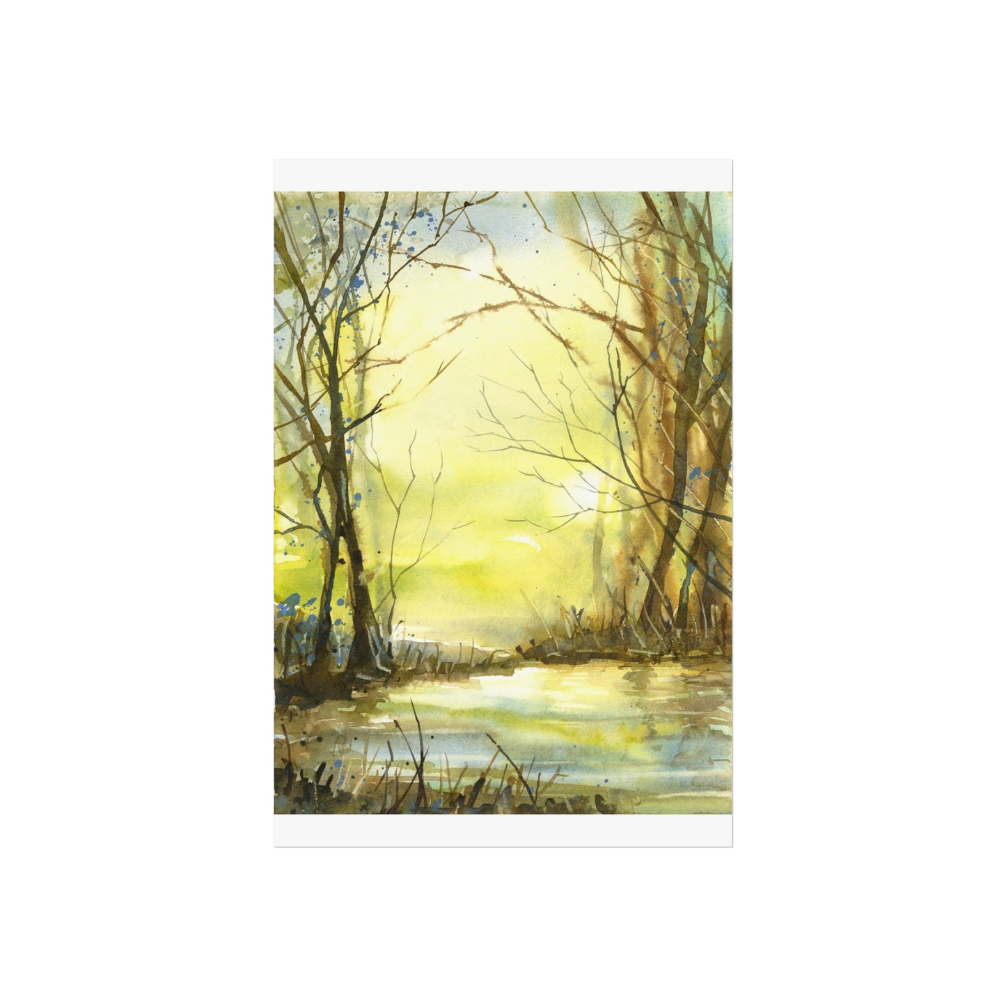 Sunset Forest Watercolor Poster Fine Art Poster | Colorful Landscape, Wildlife Wall Art Handmade Item Art for House Unframed Print Poster