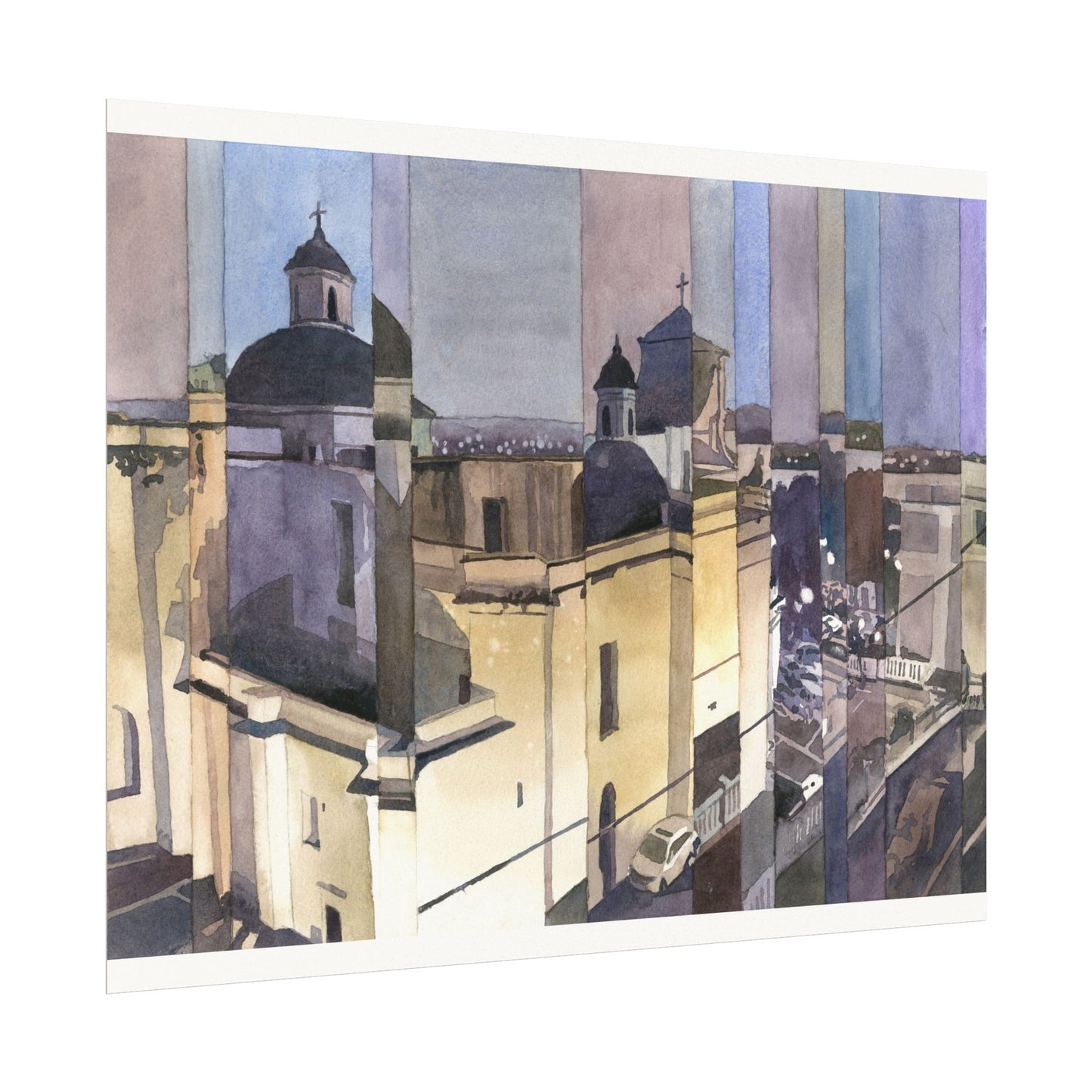 Catedral Basilica Menor de San Juan Bautista watercolor painting Puerto Rico architecture travel essentials Caribbean island art