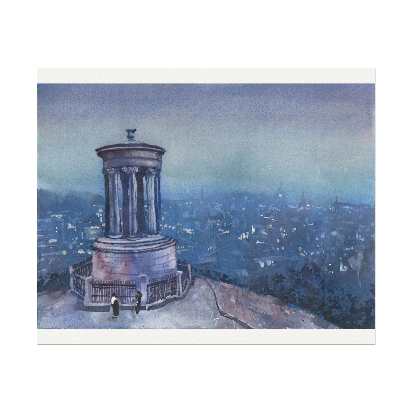 Dugald Stewart Monument Watercolor Poster | Edinburgh Cityscape Matte Print Poster