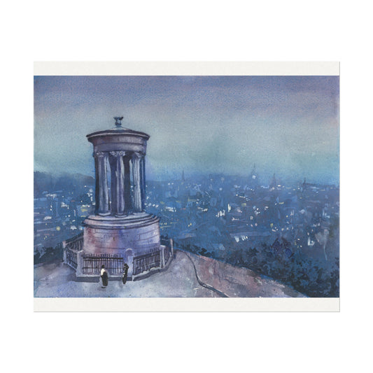 Dugald Stewart Monument Watercolor Poster | Edinburgh Cityscape Matte Print Poster