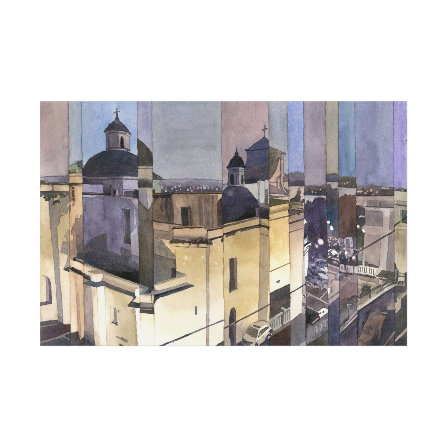 Catedral Basilica Menor de San Juan Bautista watercolor painting Puerto Rico architecture travel essentials Caribbean island art Poster