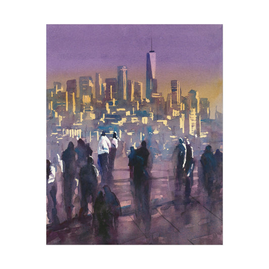 Manhattan skyline from the Edge viewing platform colorful cityscape NYC (print) Poster