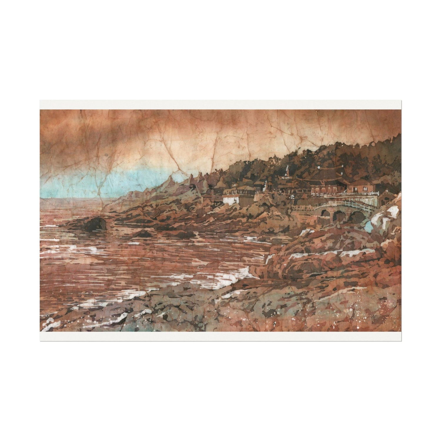 Busan Haedong Yonggung Temple watercolor poster | Korean landscape art Poster
