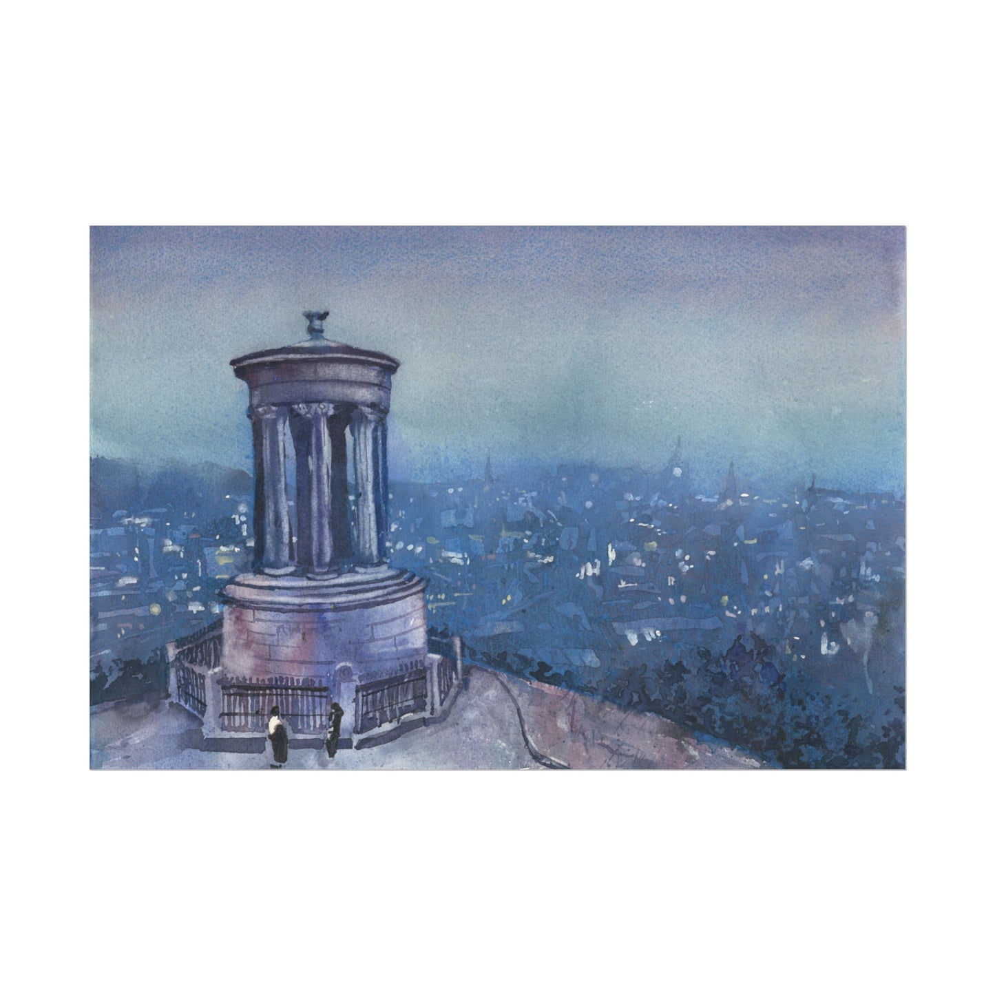 Dugald Stewart Monument Watercolor Poster | Edinburgh Cityscape Matte Print Poster