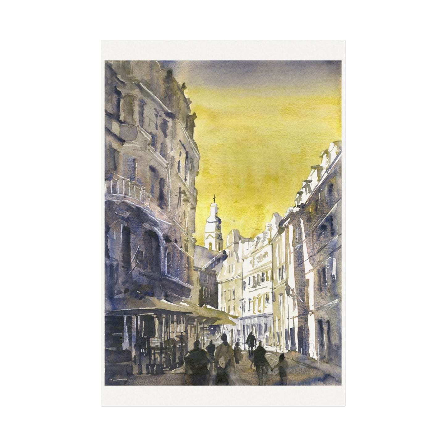 Riga Latvia Old Town Cityscape Poster Textured Watercolor Matte Poster Eastern Europe Skyline Baltic States Poster