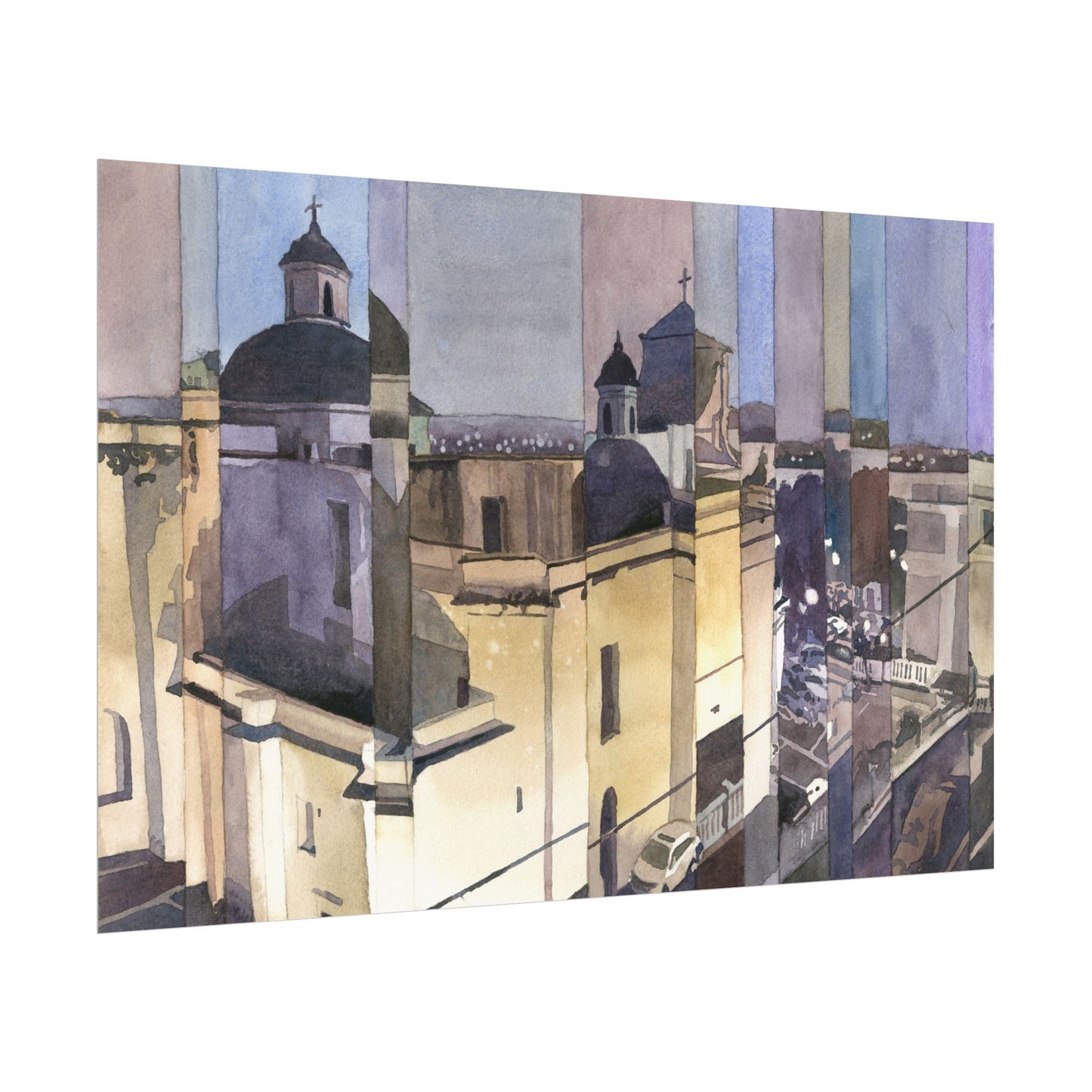 Catedral Basilica Menor de San Juan Bautista watercolor painting Puerto Rico architecture travel essentials Caribbean island art