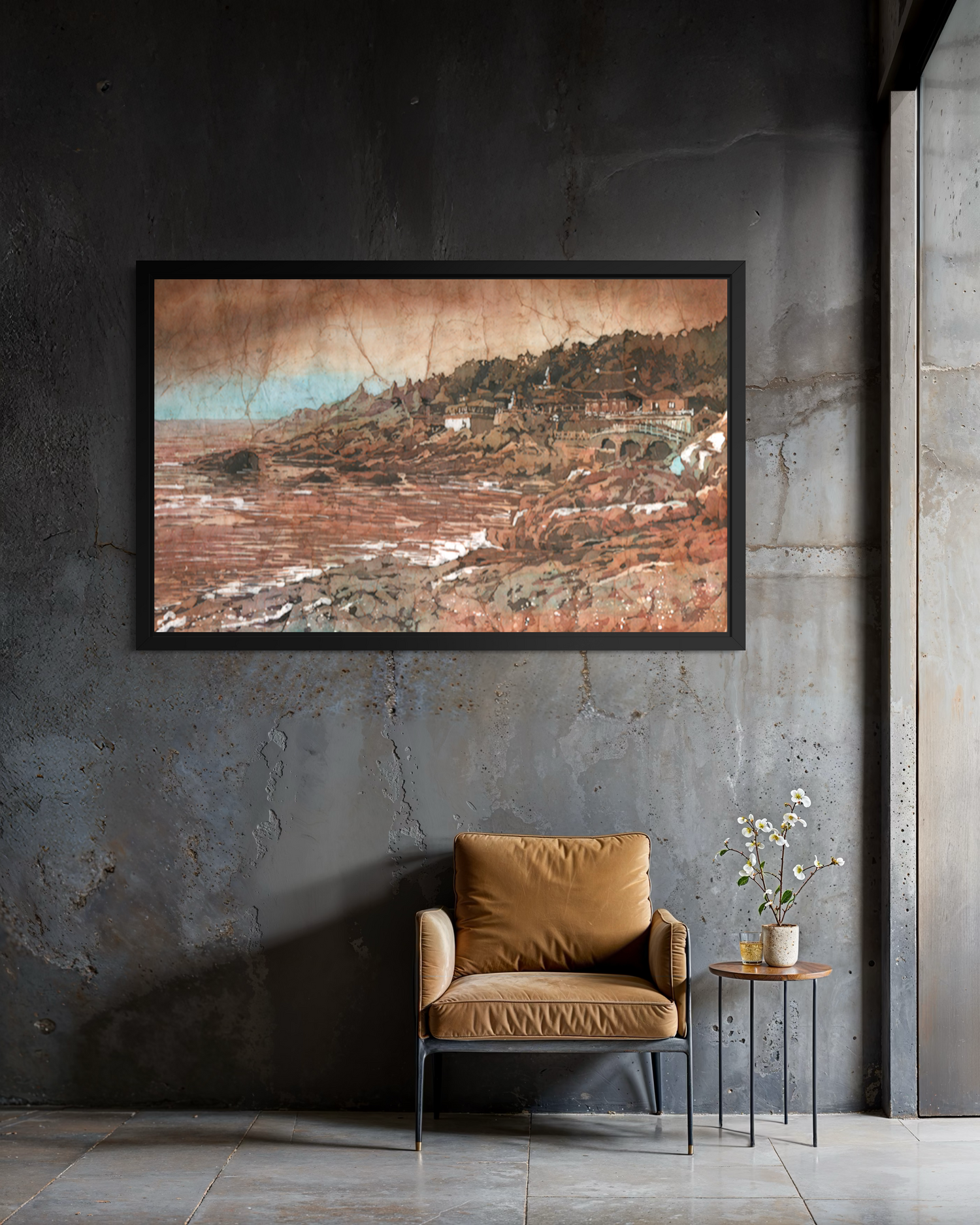 Busan Haedong Yonggung Temple watercolor poster | Korean landscape art Poster