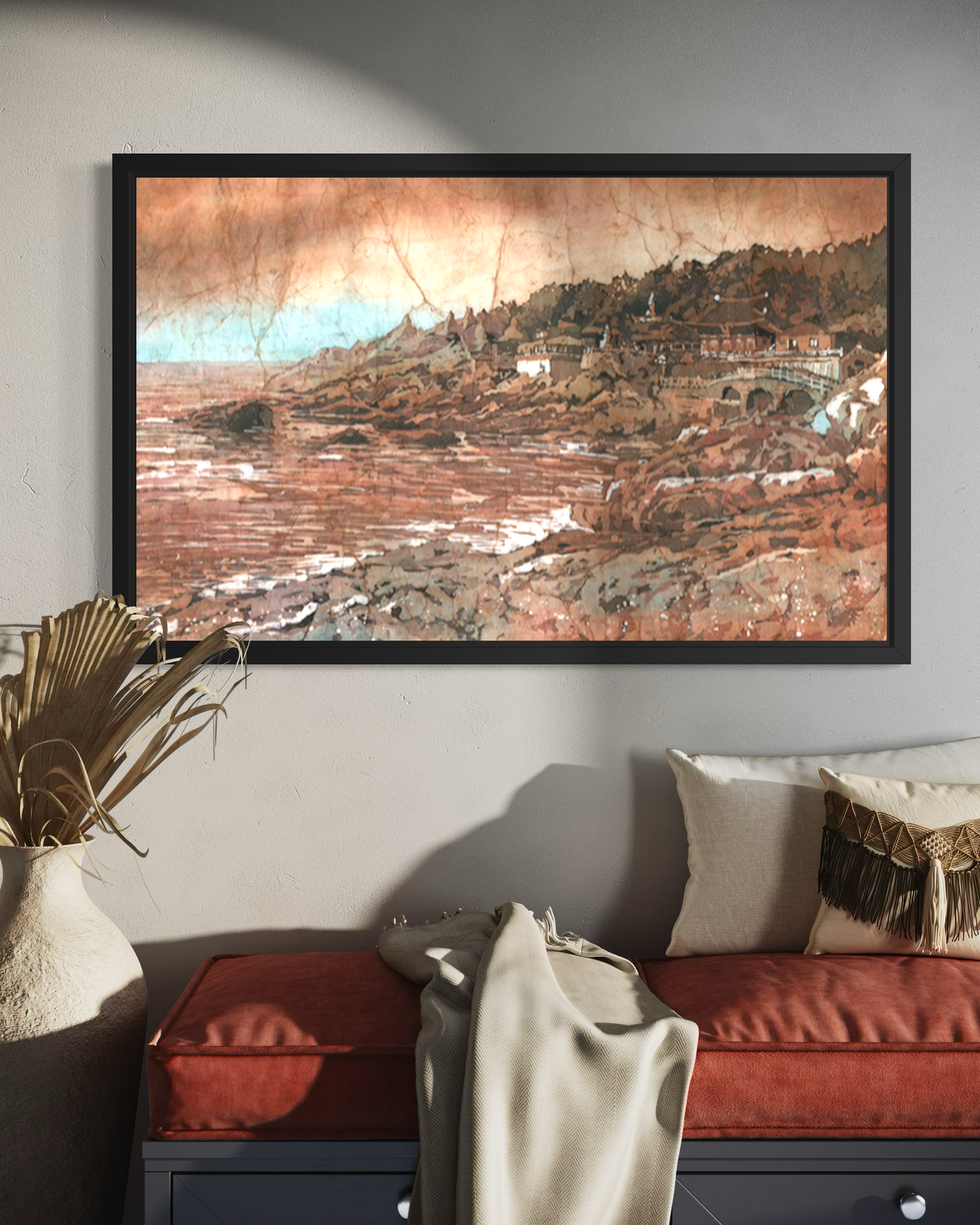 Busan Haedong Yonggung Temple watercolor poster | Korean landscape art Poster