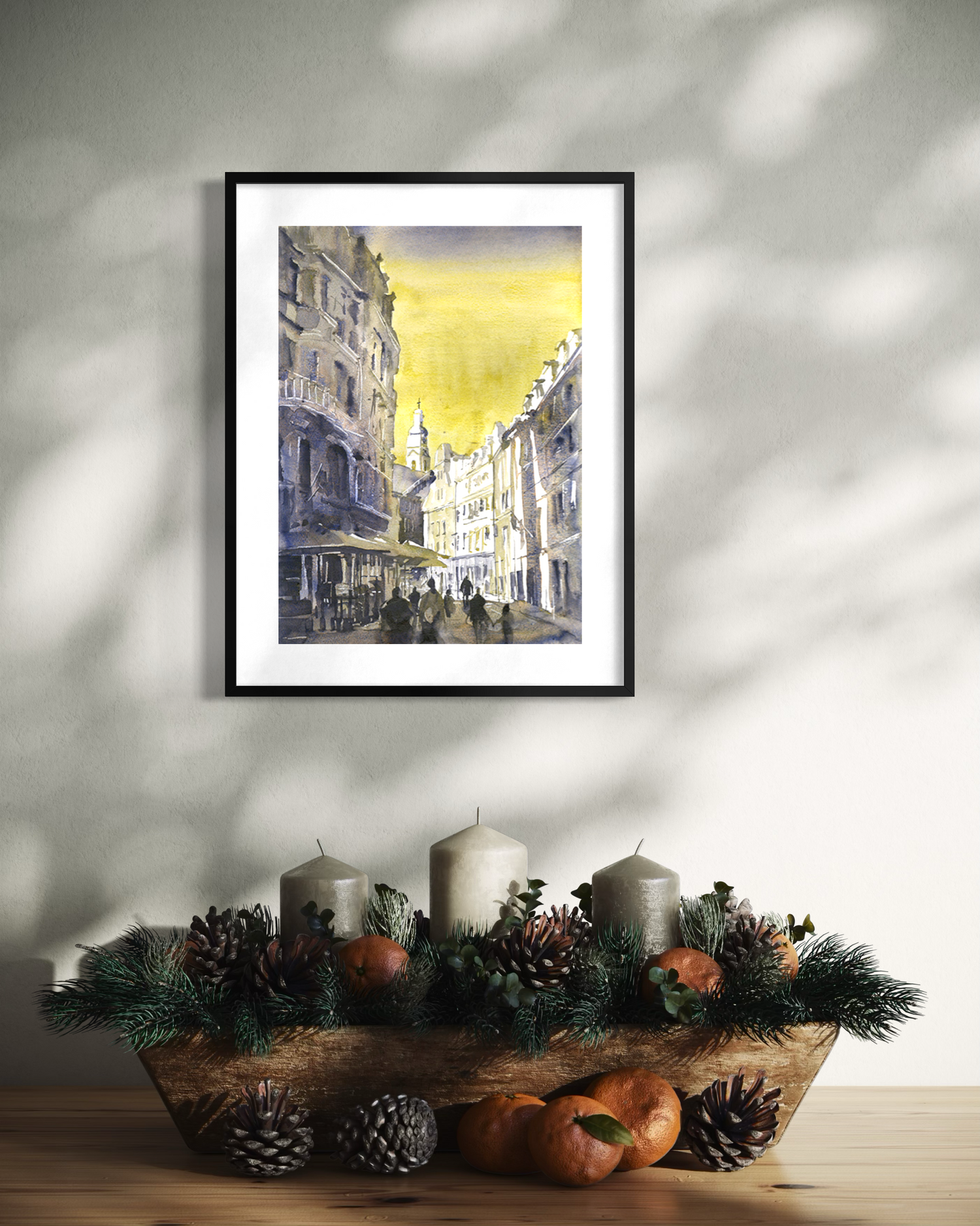 Riga Latvia Old Town Cityscape Poster Textured Watercolor Matte Poster Eastern Europe Skyline Baltic States Poster