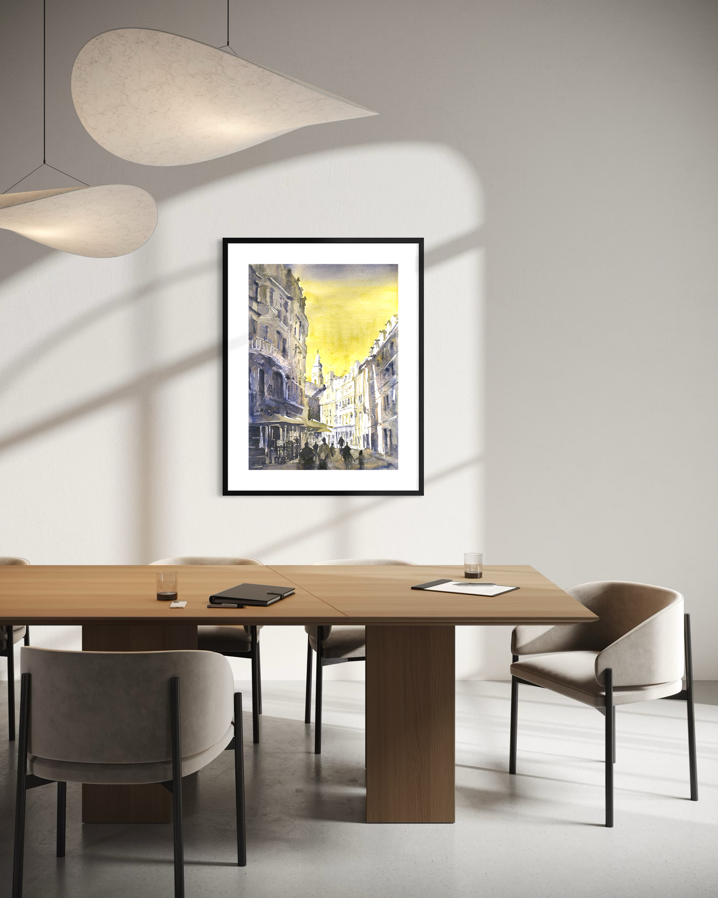 Riga Latvia Old Town Cityscape Poster Textured Watercolor Matte Poster Eastern Europe Skyline Baltic States Poster
