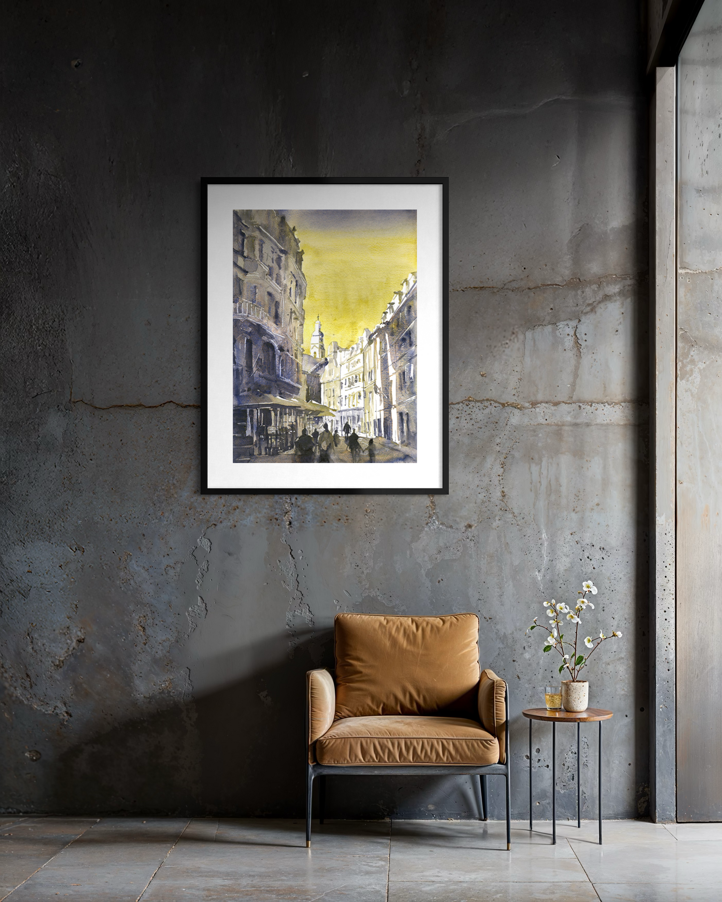 Riga Latvia Old Town Cityscape Poster Textured Watercolor Matte Poster Eastern Europe Skyline Baltic States Poster