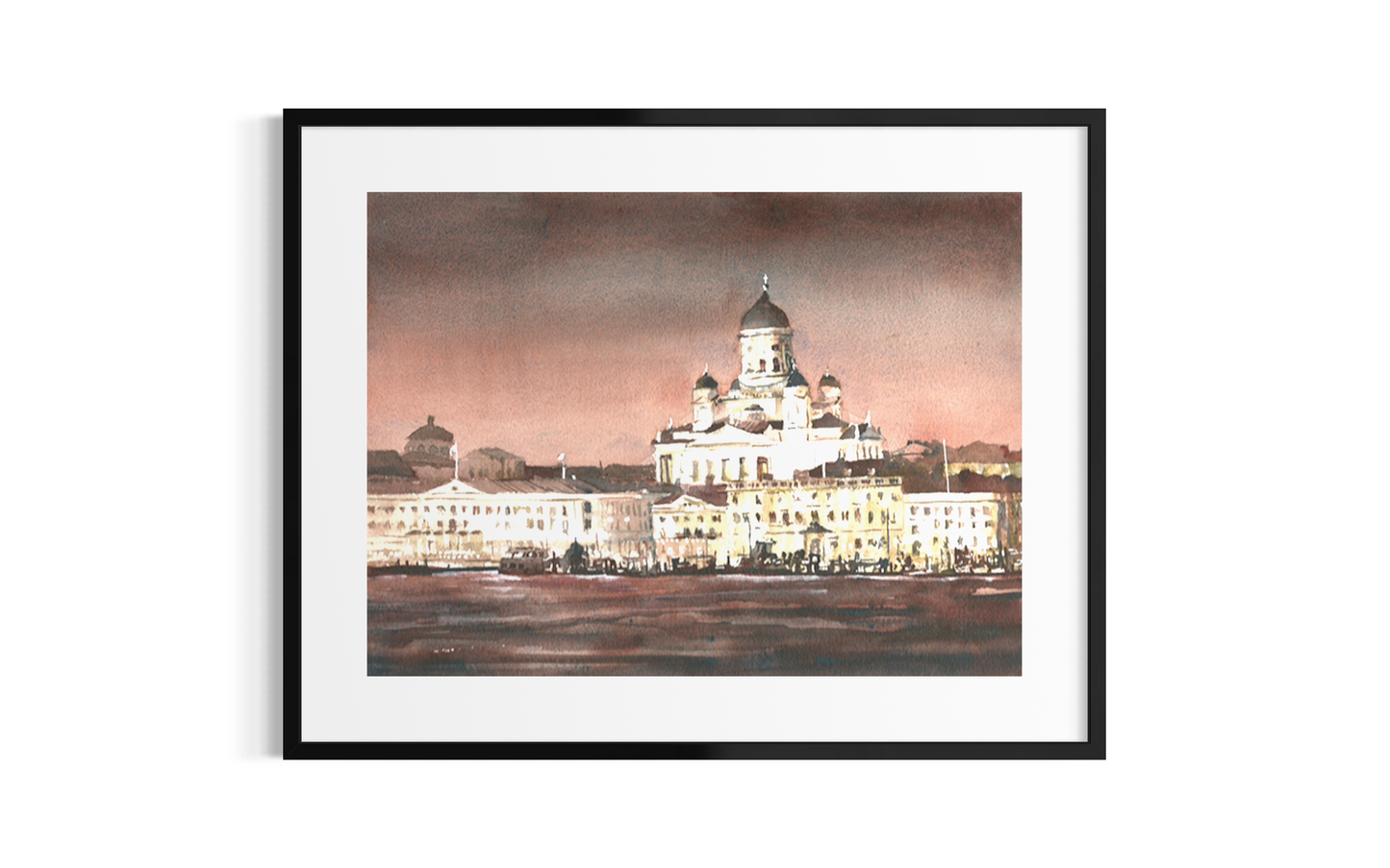 Helsinki Cathedral Watercolor Poster Matte Print European Travel Decor Poster