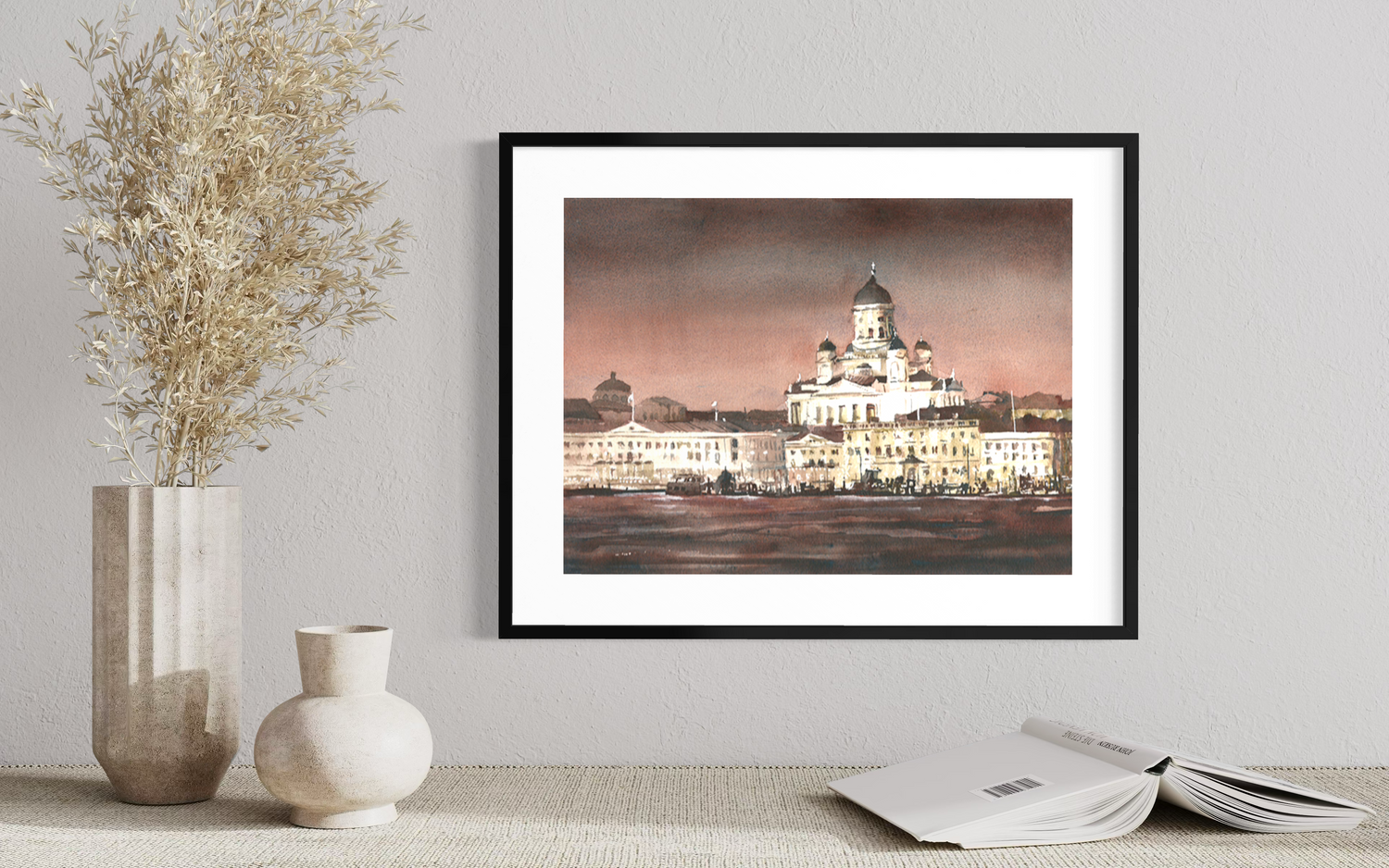 Helsinki Cathedral Watercolor Poster Matte Print European Travel Decor Poster