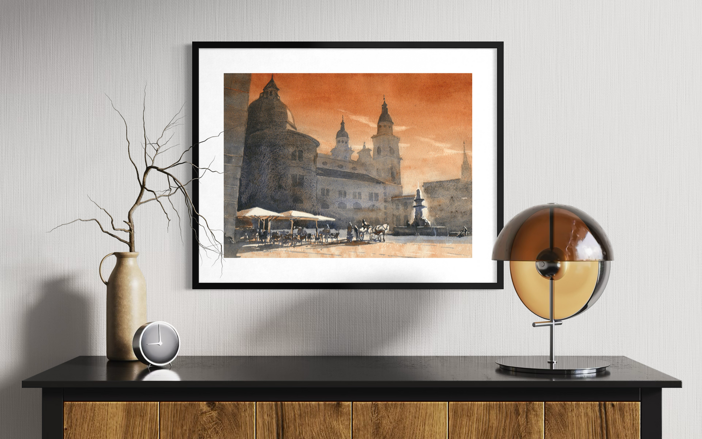 Salzburg skyline Austria colorful sunset landscape painting travel essentials art for house handmade item European home decor colorful (print)