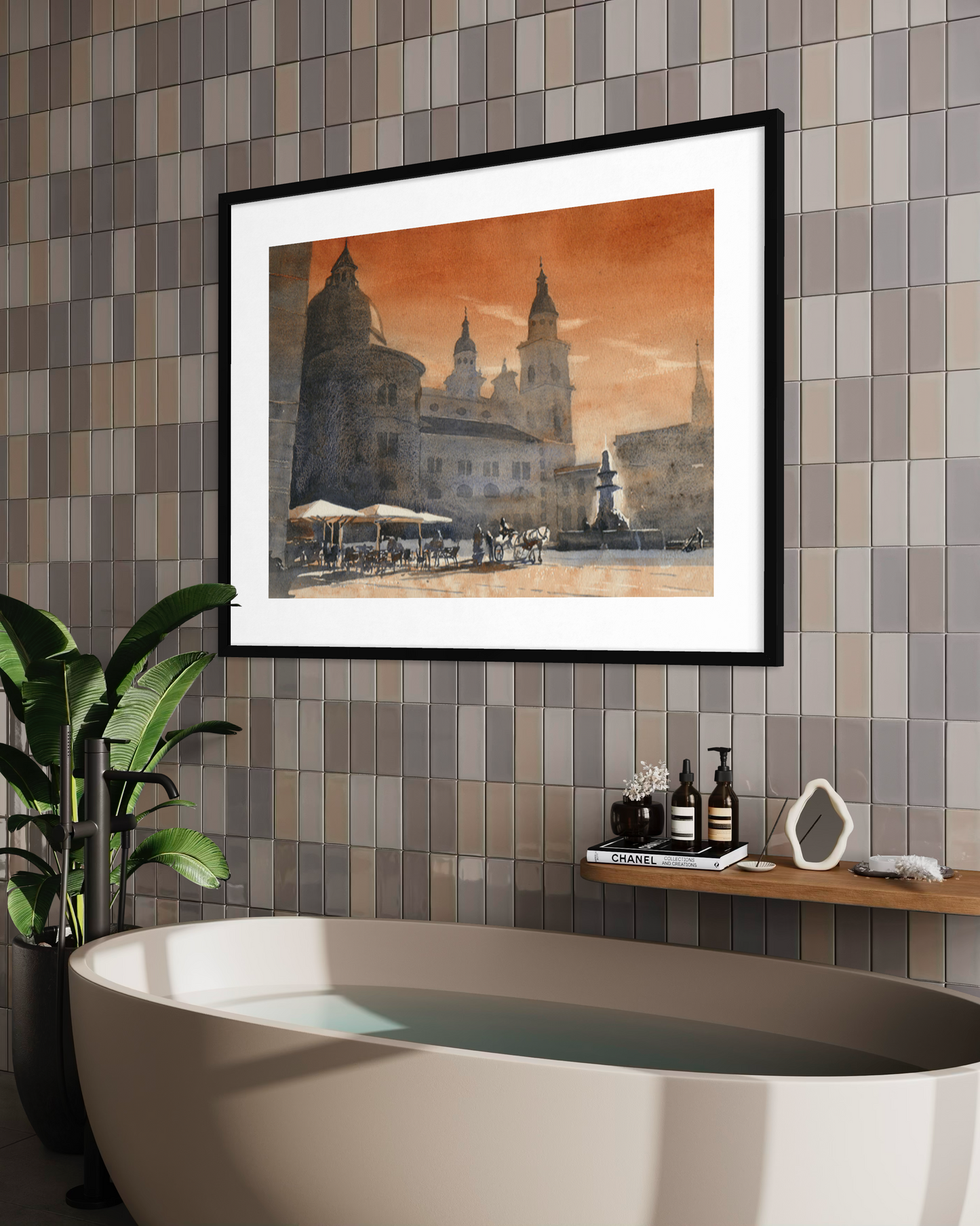 Salzburg skyline Austria colorful sunset landscape painting travel essentials art for house handmade item European home decor colorful (print)