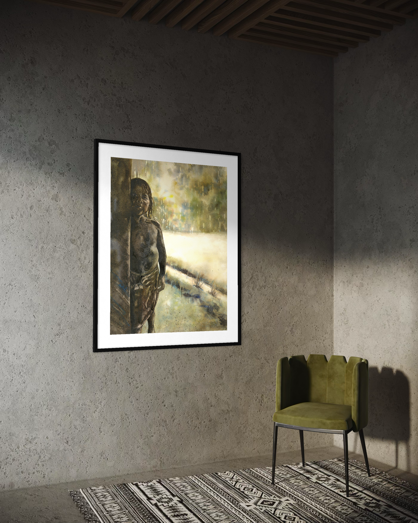 Girl in jungle Panama Central America portrait painting native Panamanian indigenous people traditionally dressed watercolor painting