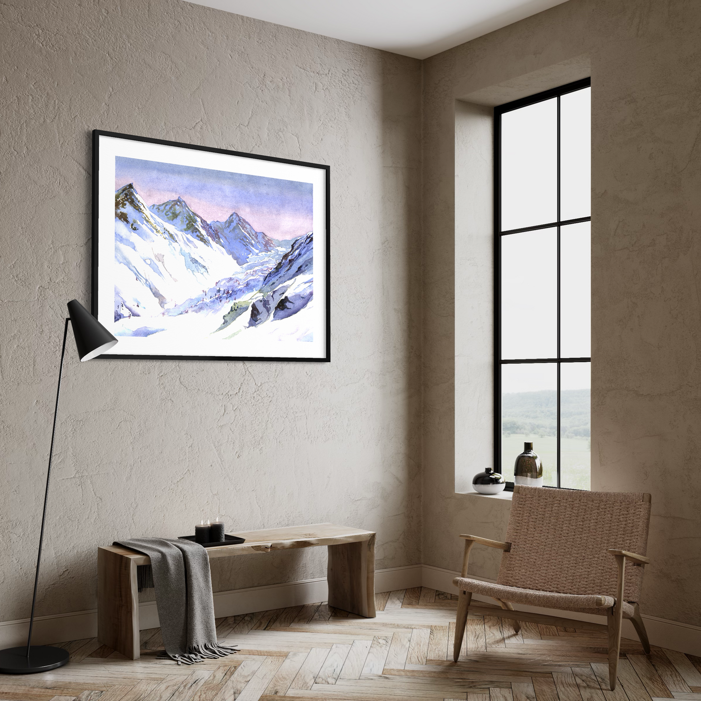 Snowy mountains Switzerland Alps Swiss landscape travel decor art for house snow European travel interior design Poster