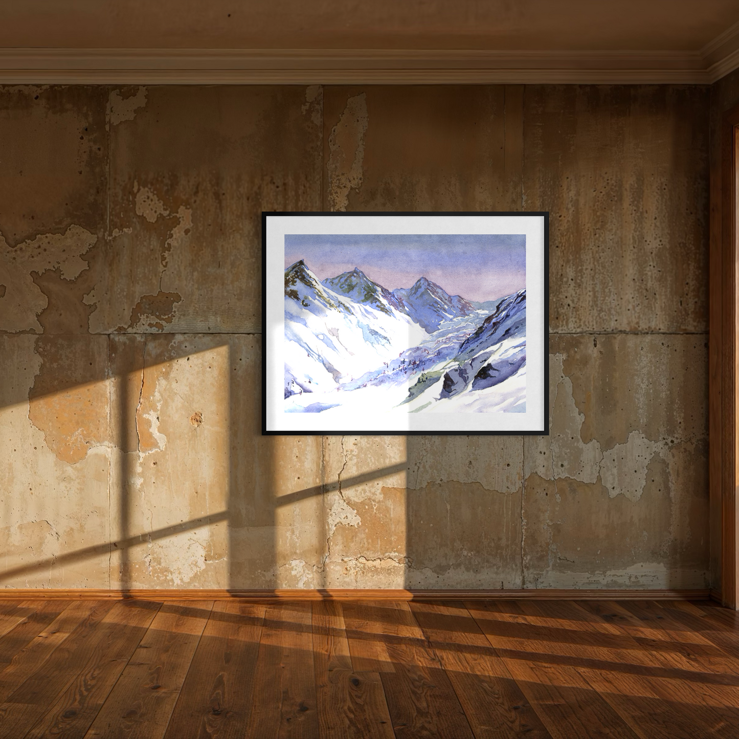 Snowy mountains Switzerland Alps Swiss landscape travel decor art for house snow European travel interior design Poster