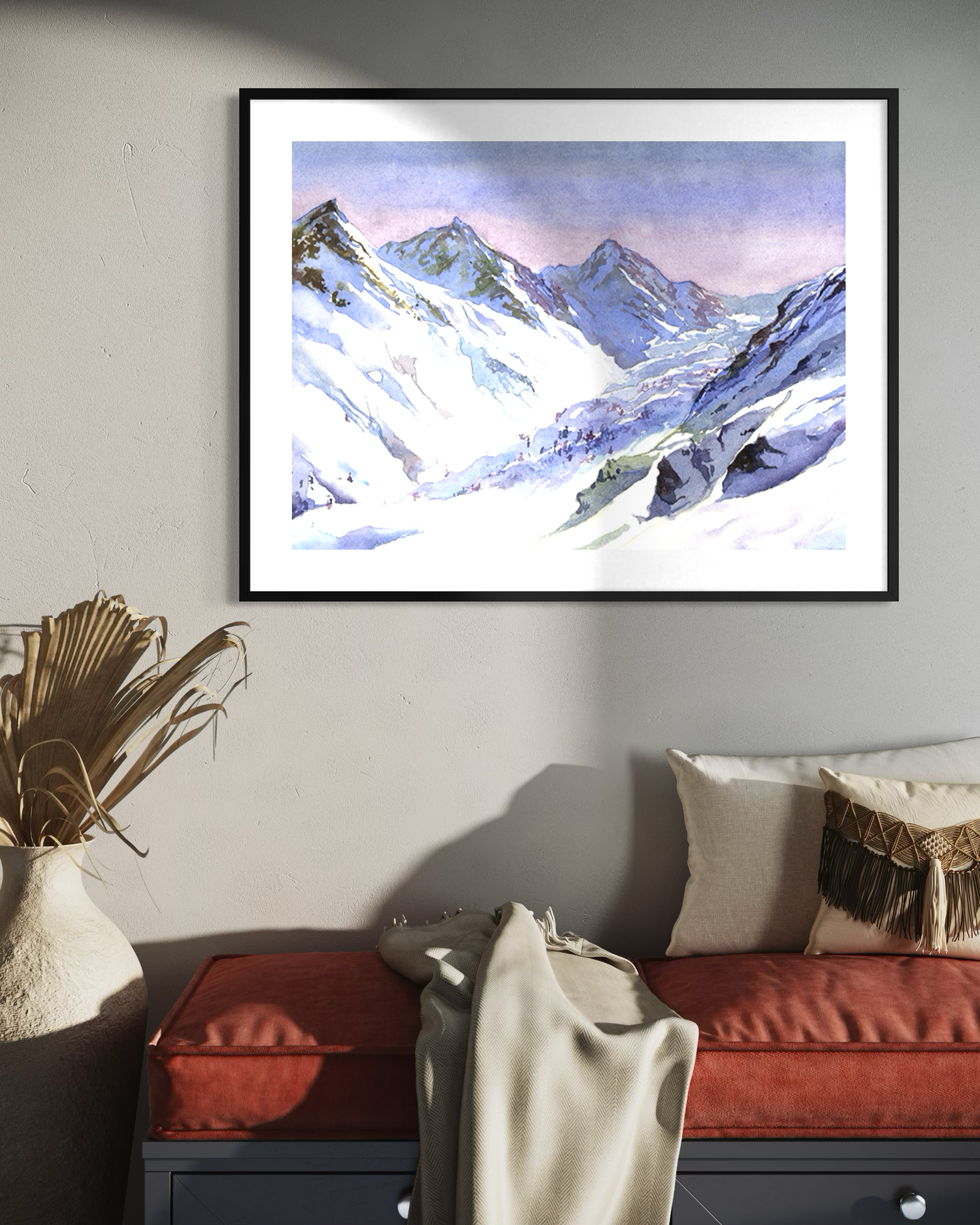 Snowy mountains Switzerland Alps Swiss landscape travel decor art for house snow European travel interior design Poster