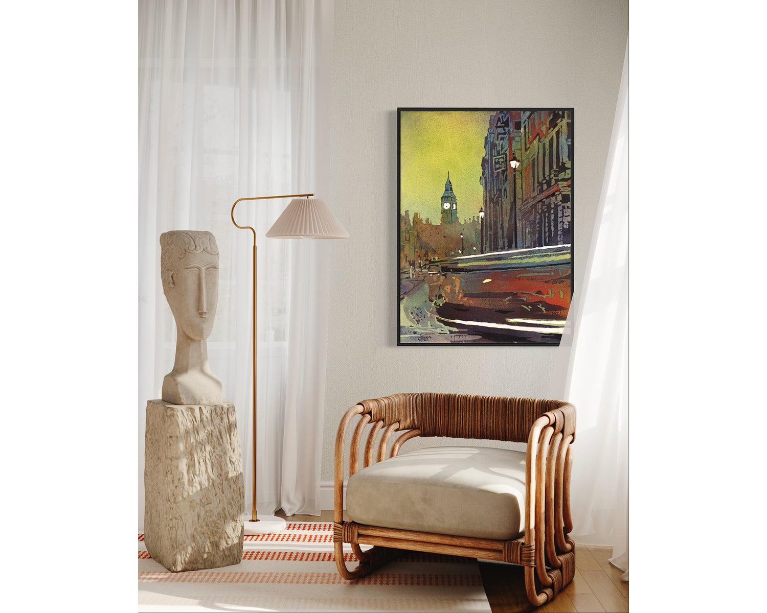 London England Big Ben Watercolor Skyline Landscape Europe Travel Home Decor Handmade Item (print) Poster