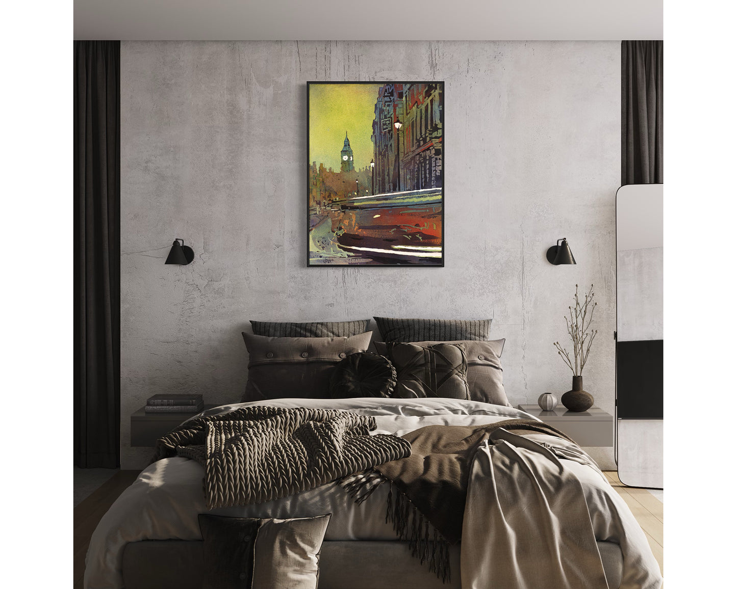 London England Big Ben Watercolor Skyline Landscape Europe Travel Home Decor Handmade Item (print) Poster