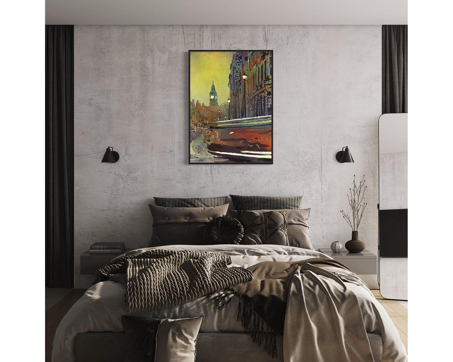 London England Big Ben Watercolor Skyline Landscape Europe Travel Home Decor Handmade Item (print) Poster