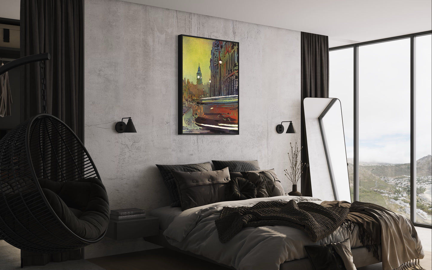 London England Big Ben Watercolor Skyline Landscape Europe Travel Home Decor Handmade Item (print) Poster