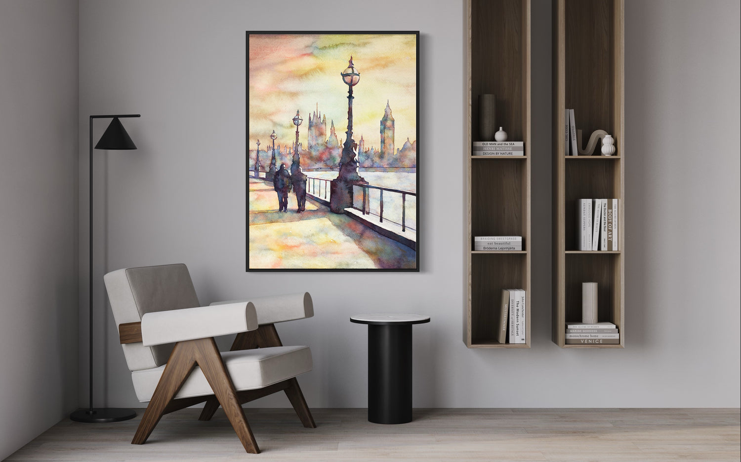 London England Big Ben Watercolor Skyline Landscape Europe Travel Home Decor Handmade Item (print) Poster