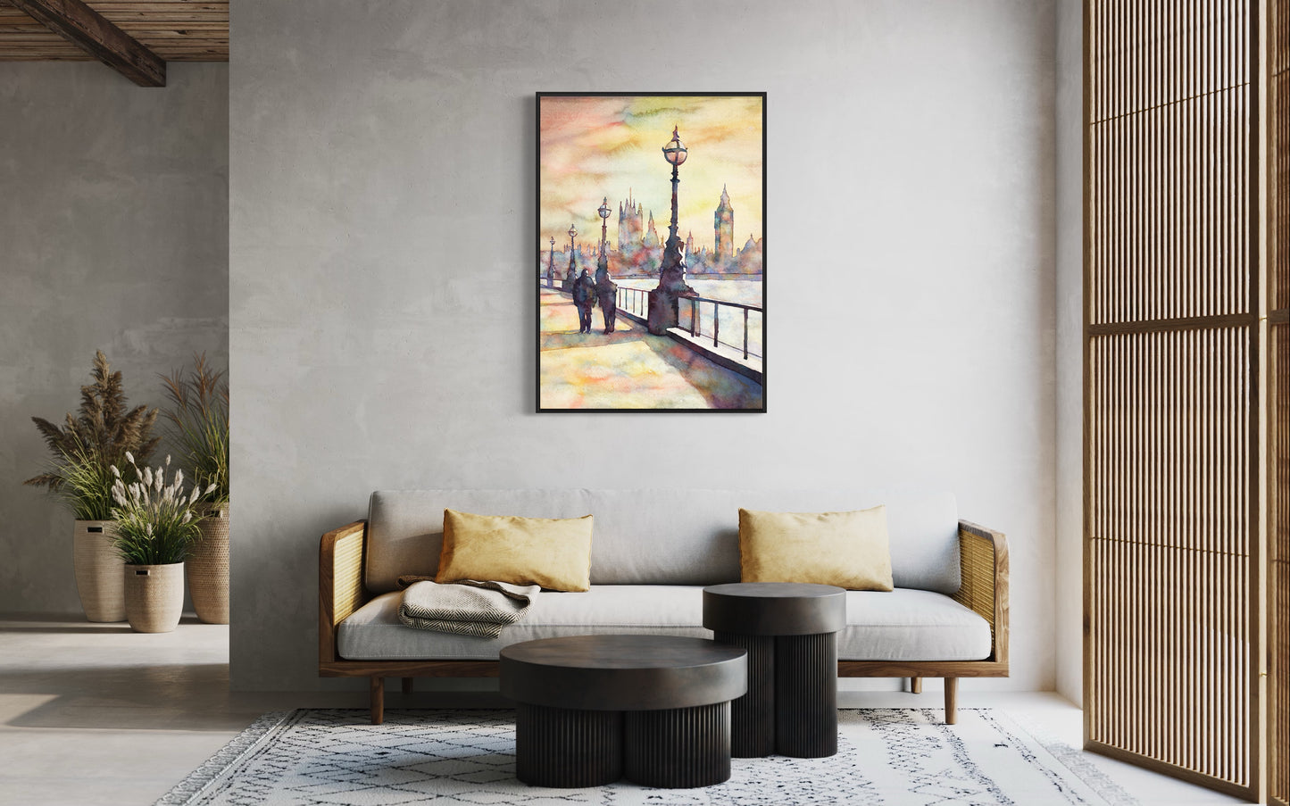 London England Big Ben Watercolor Skyline Landscape Europe Travel Home Decor Handmade Item (print) Poster