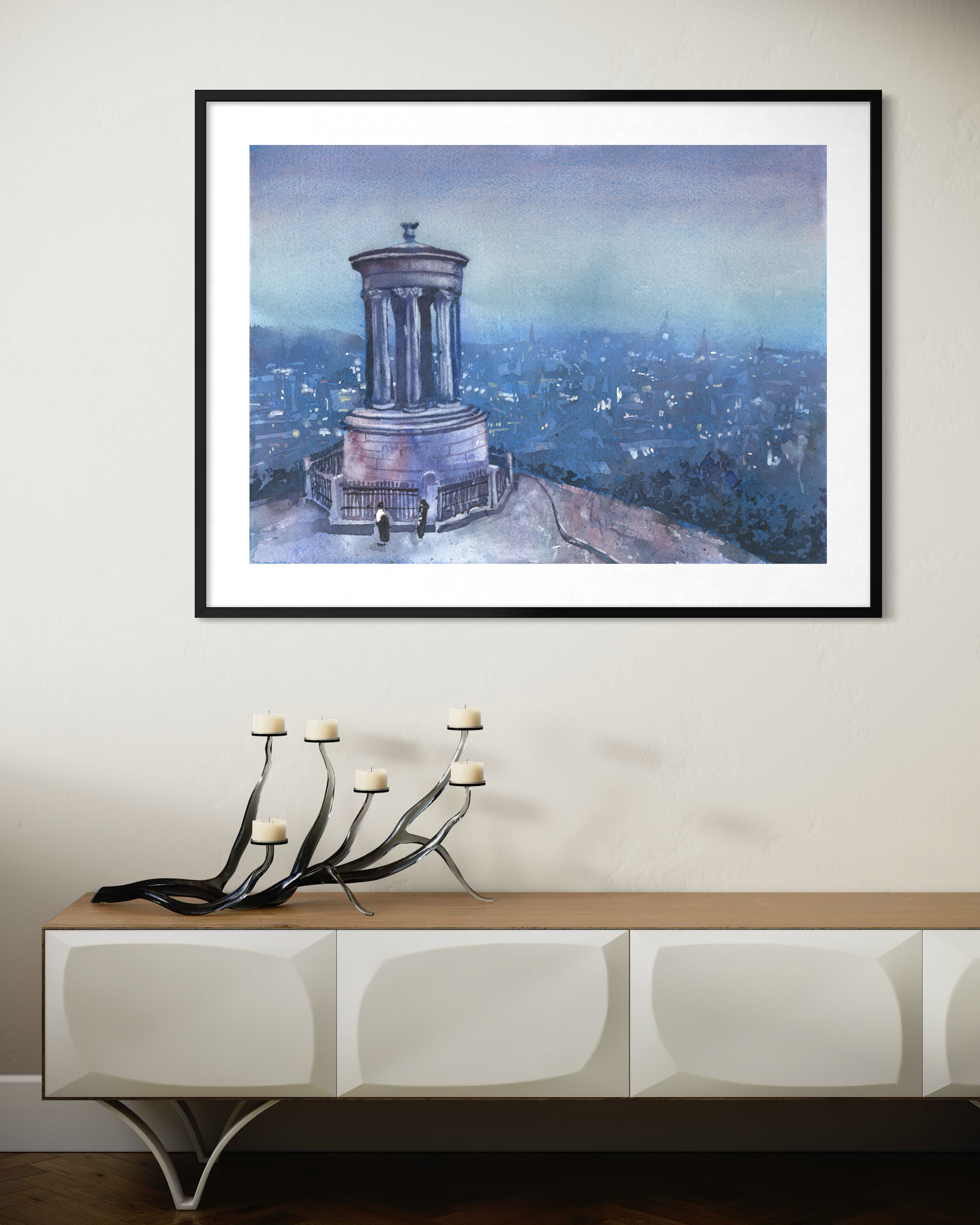 Dugald Stewart Monument Watercolor Poster | Edinburgh Cityscape Matte Print Poster