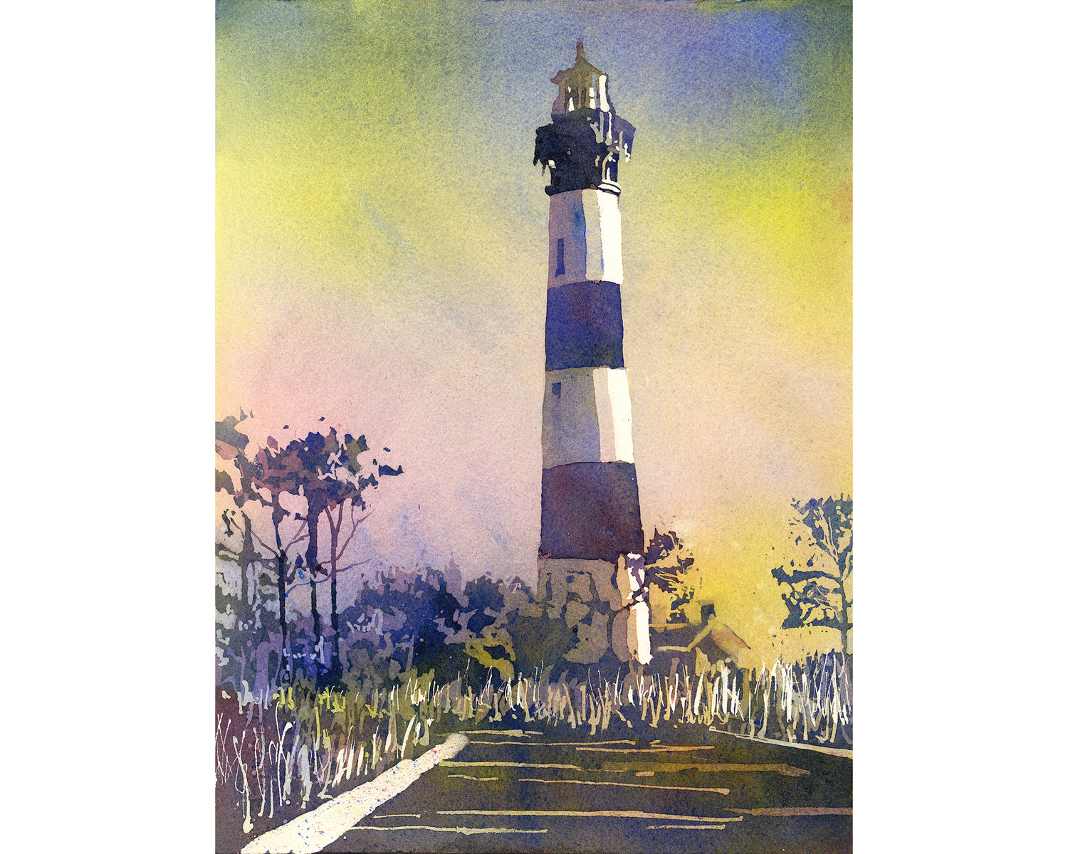 Lighthouse Watercolor Fine Art Poster — Nautical Coastal Wall Art Poster