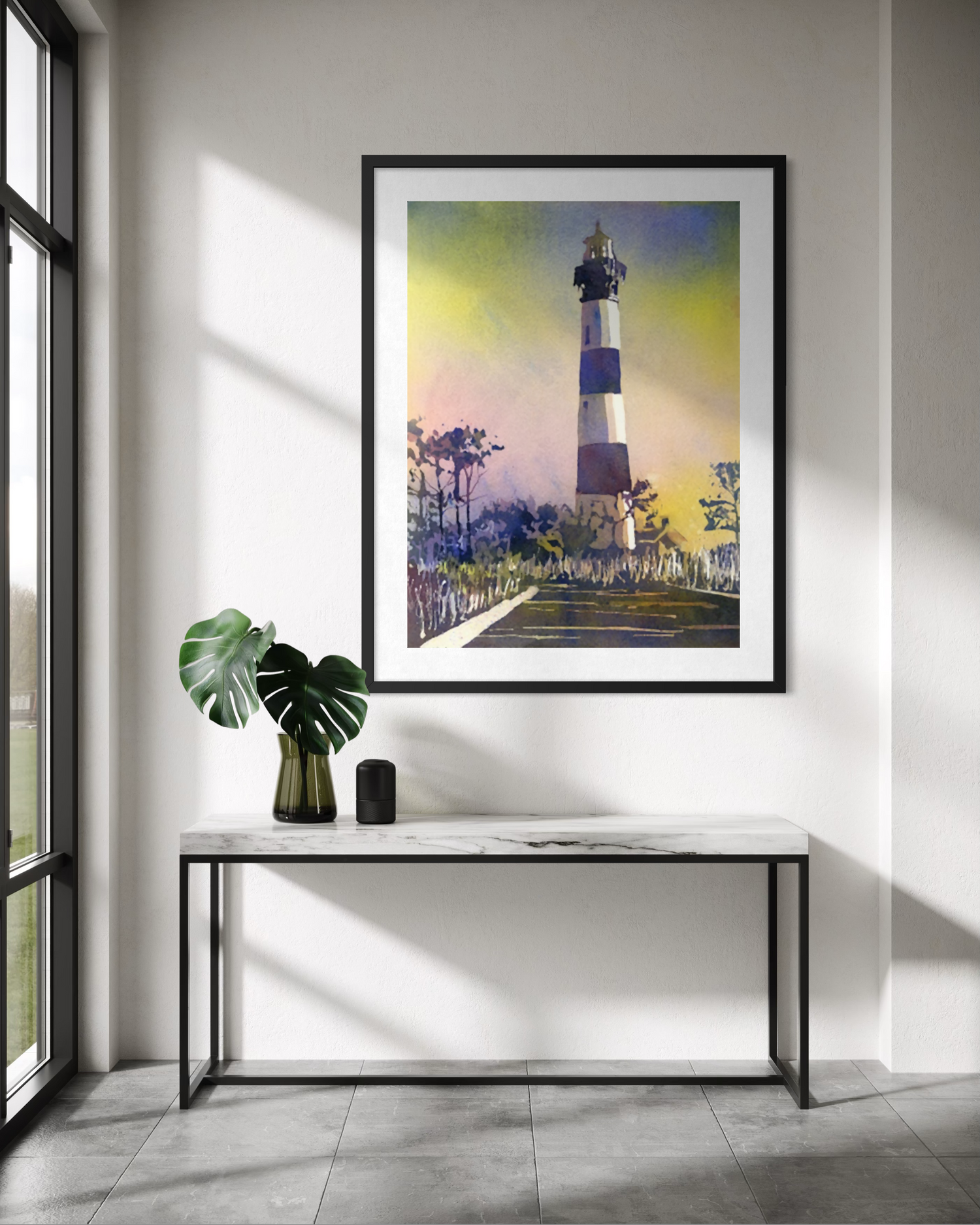 Lighthouse Watercolor Fine Art Poster — Nautical Coastal Wall Art Poster