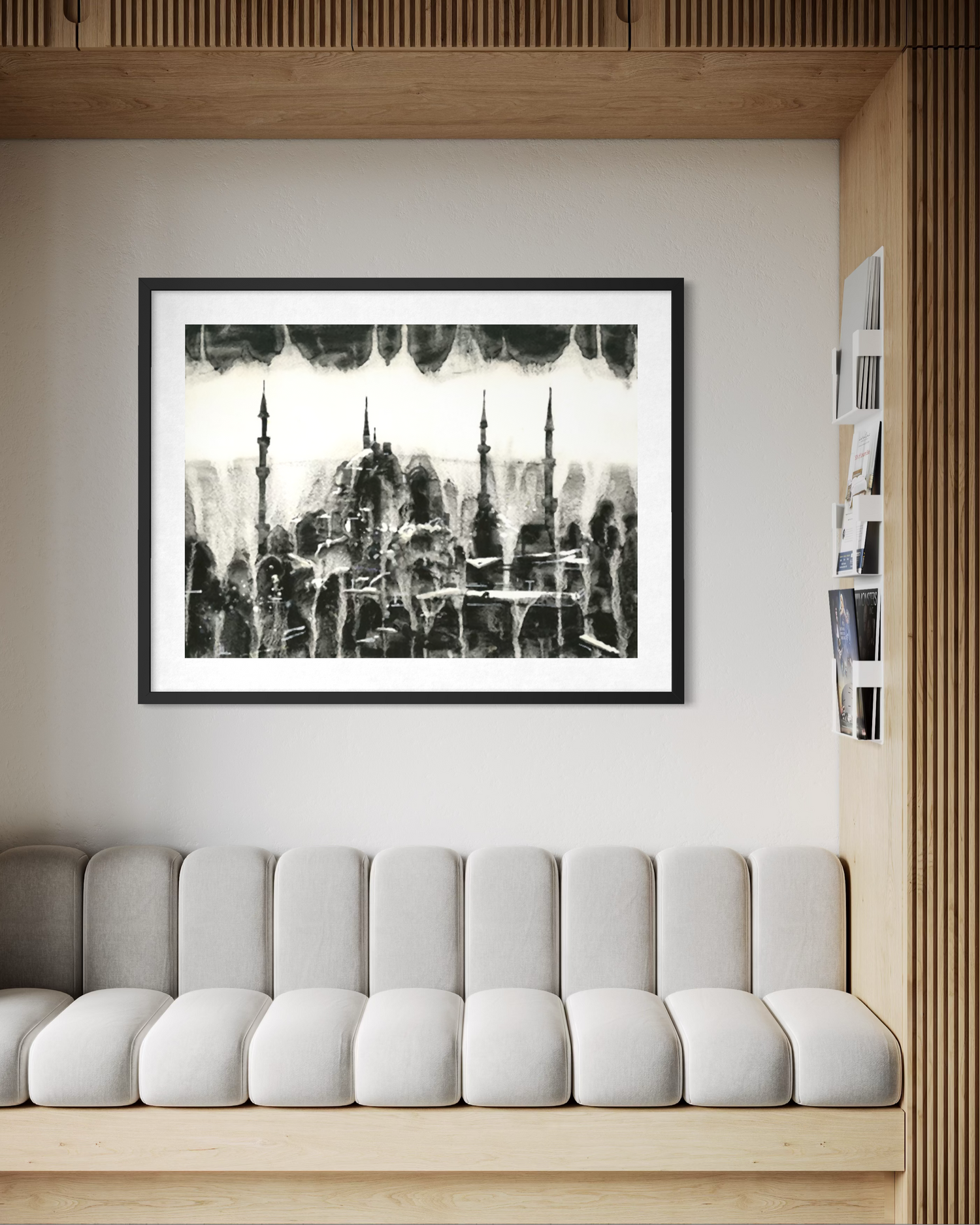 Hagia Sofia BW Watercolor Landscape Istanbul Turkey Art Print Poster