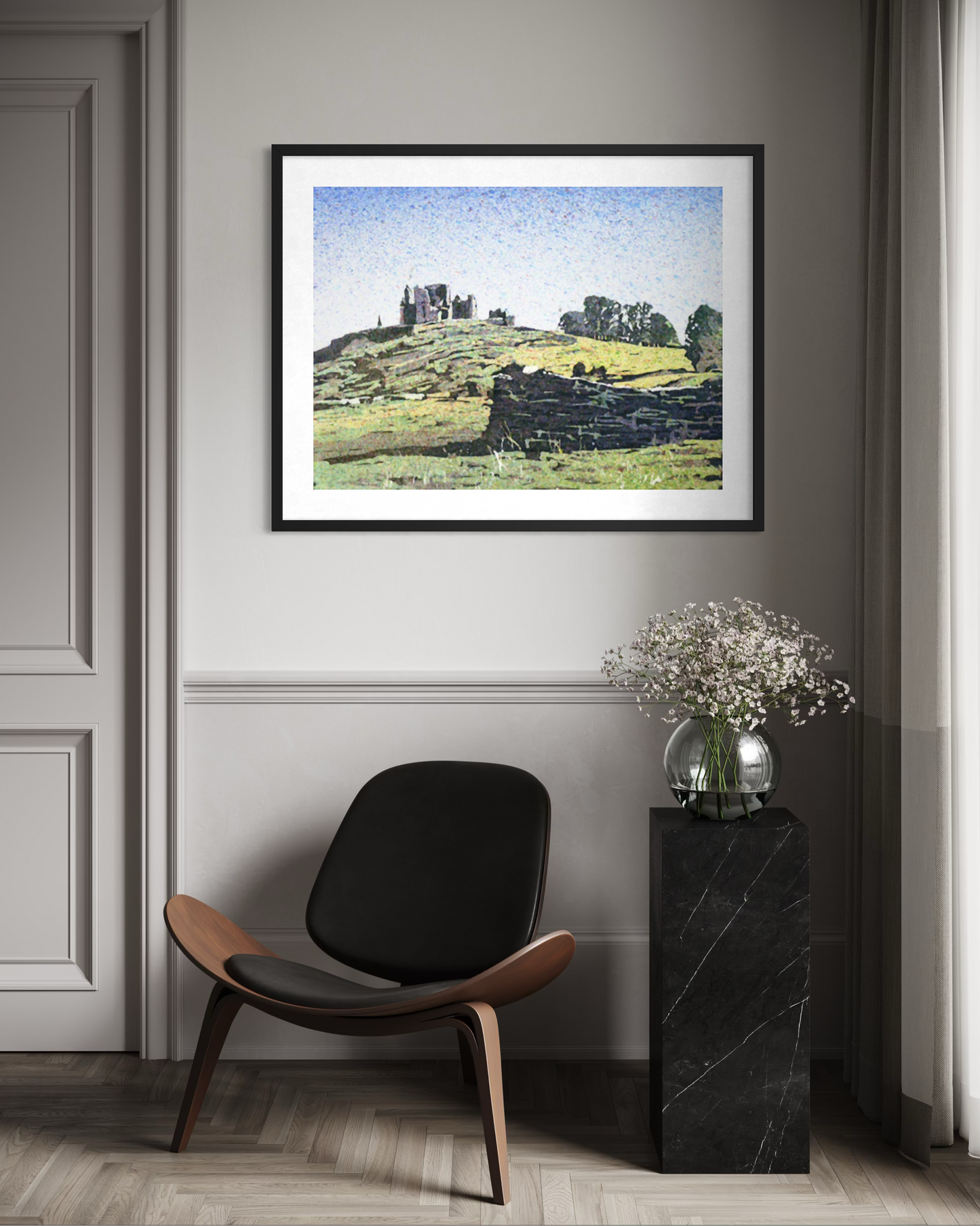 Rock of Cashel Ireland Castle Landscape Watercolor Painting