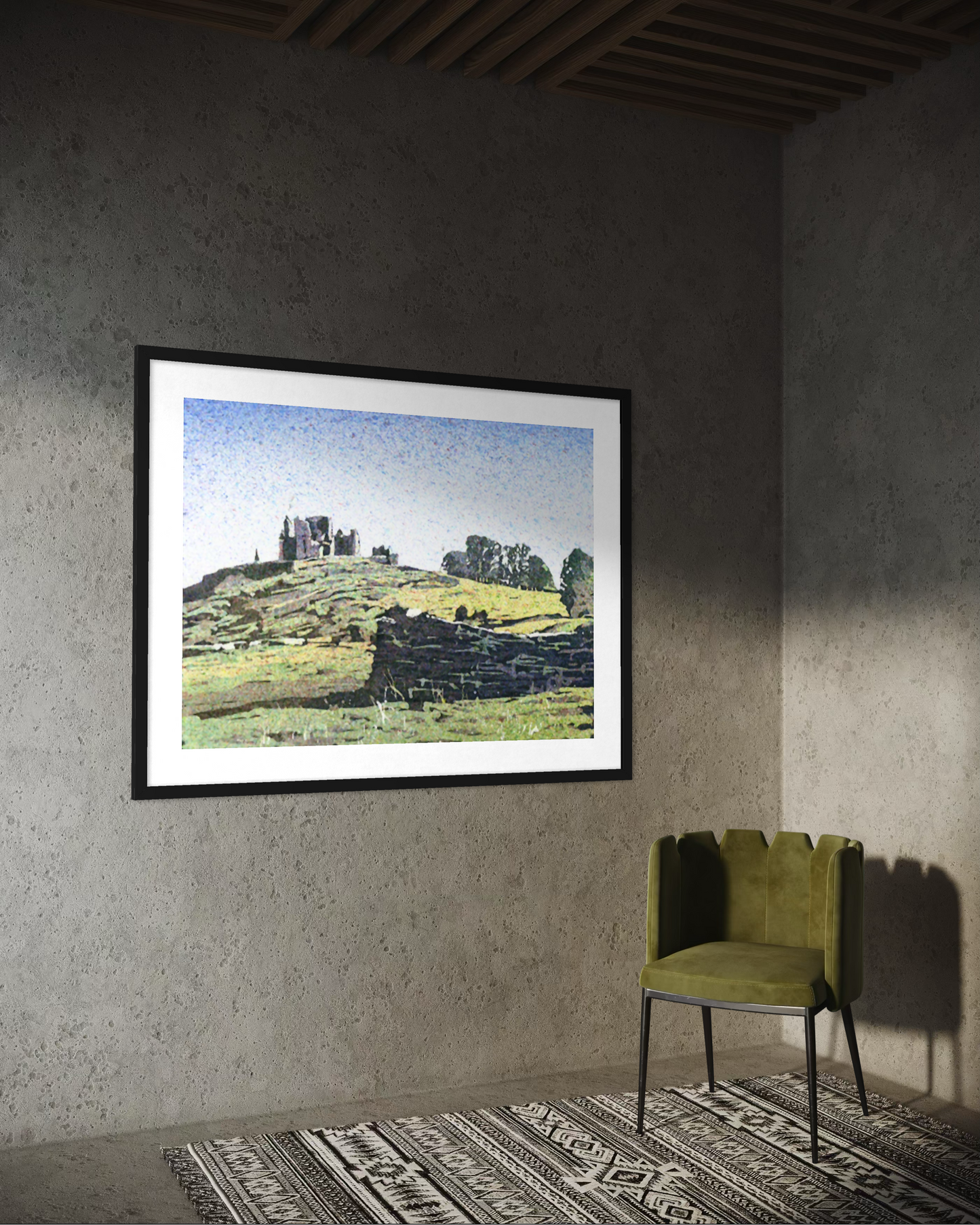 Rock of Cashel Ireland Castle Landscape Watercolor Painting
