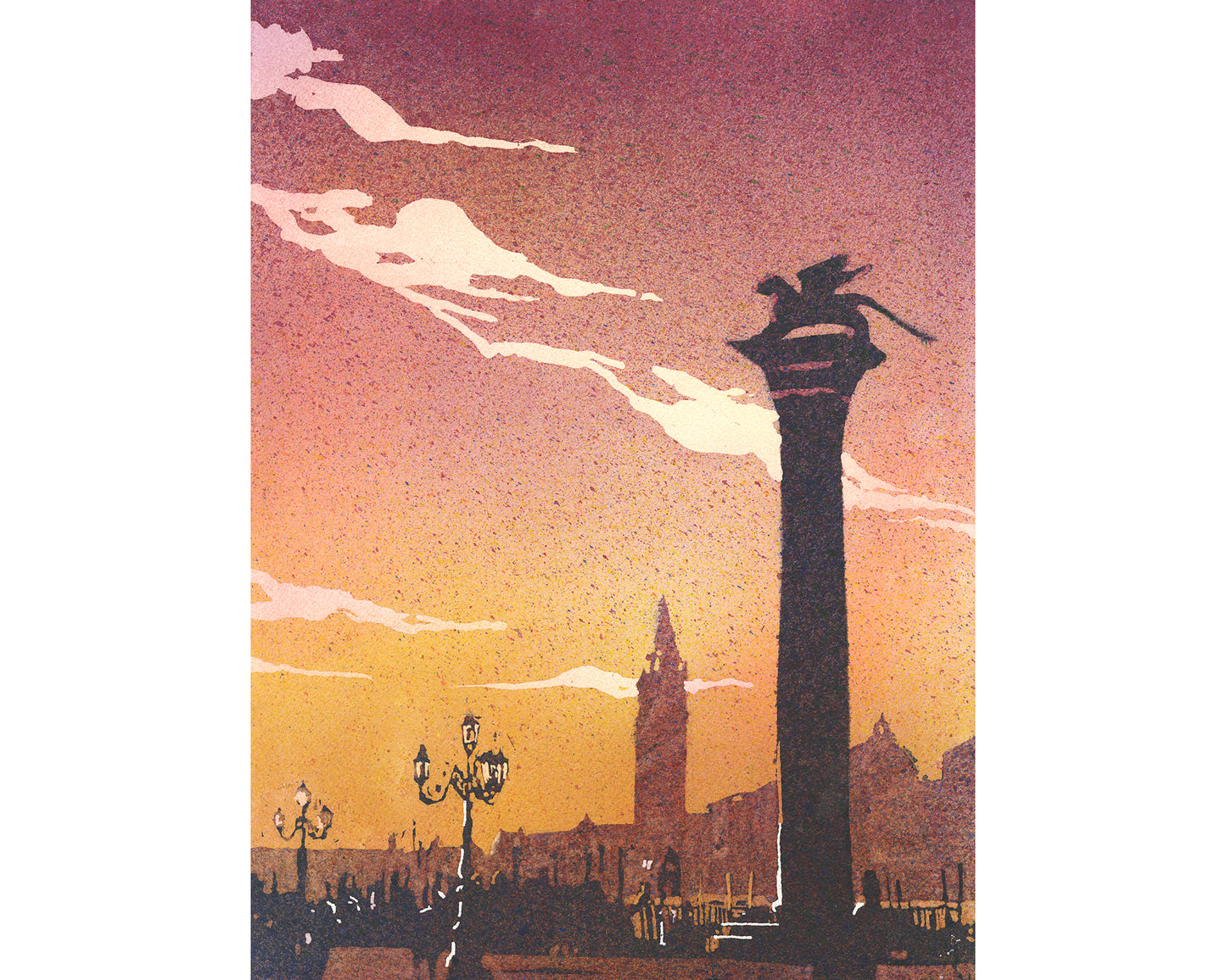 Venice Italy St Marks Square colorful watercolor painting cityscape