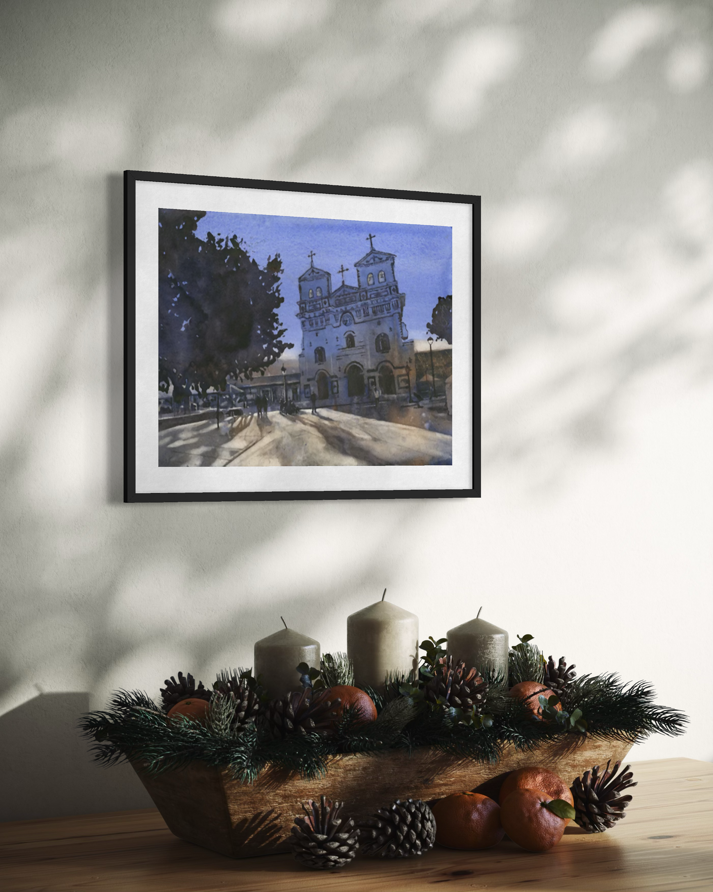 Guatape Colombia church watercolor painting cityscape (print)