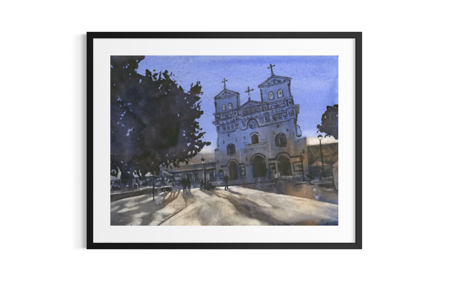 Guatape Colombia church watercolor painting cityscape (print)
