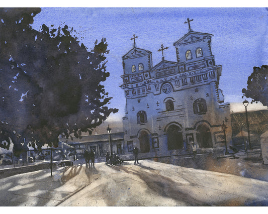 Guatape Colombia church watercolor painting cityscape (print)