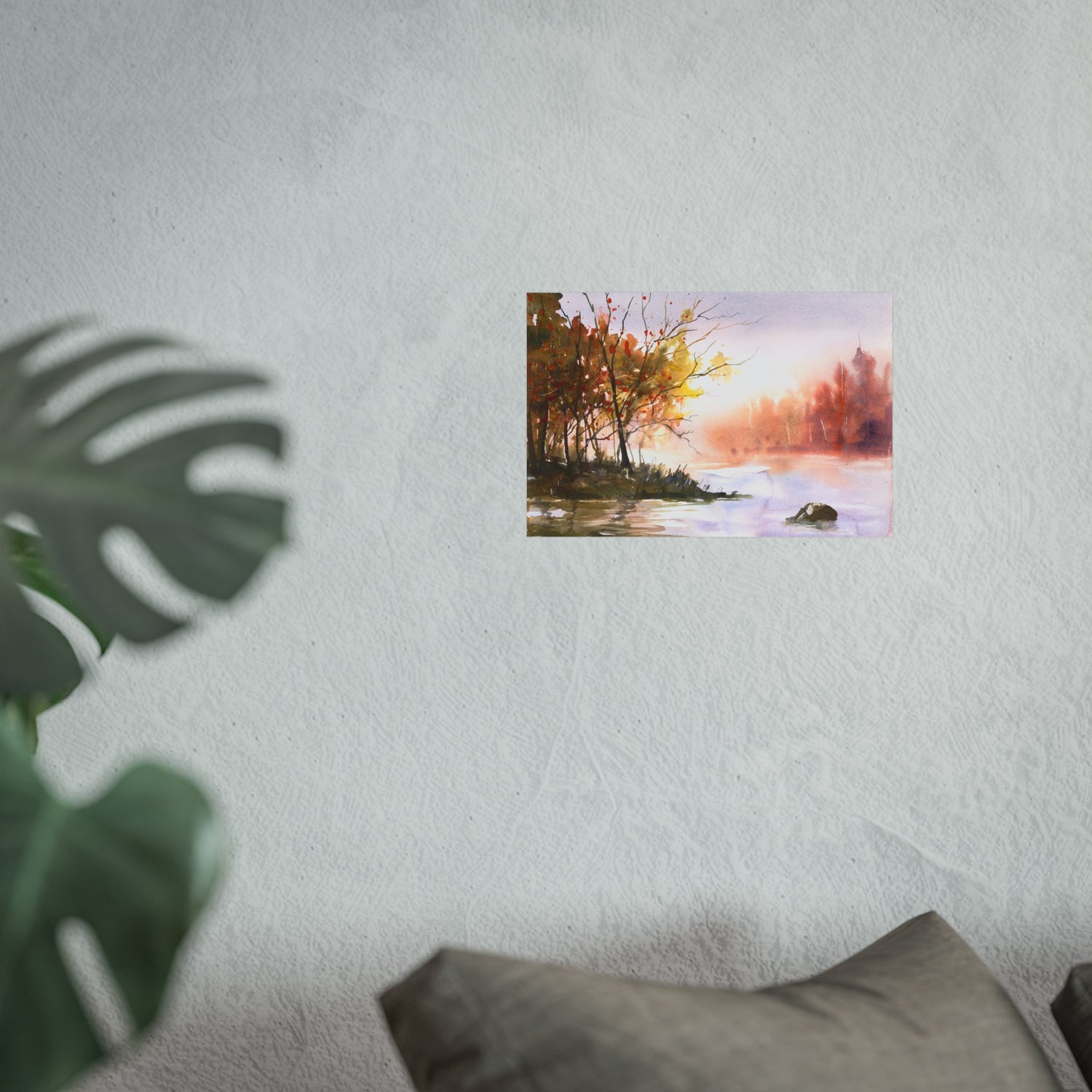 Watercolor Landscape Sunset Trees Poster | Fine Art Posters Forest Sunset Horizontal Wall Artwork Sunrise Trees Poster