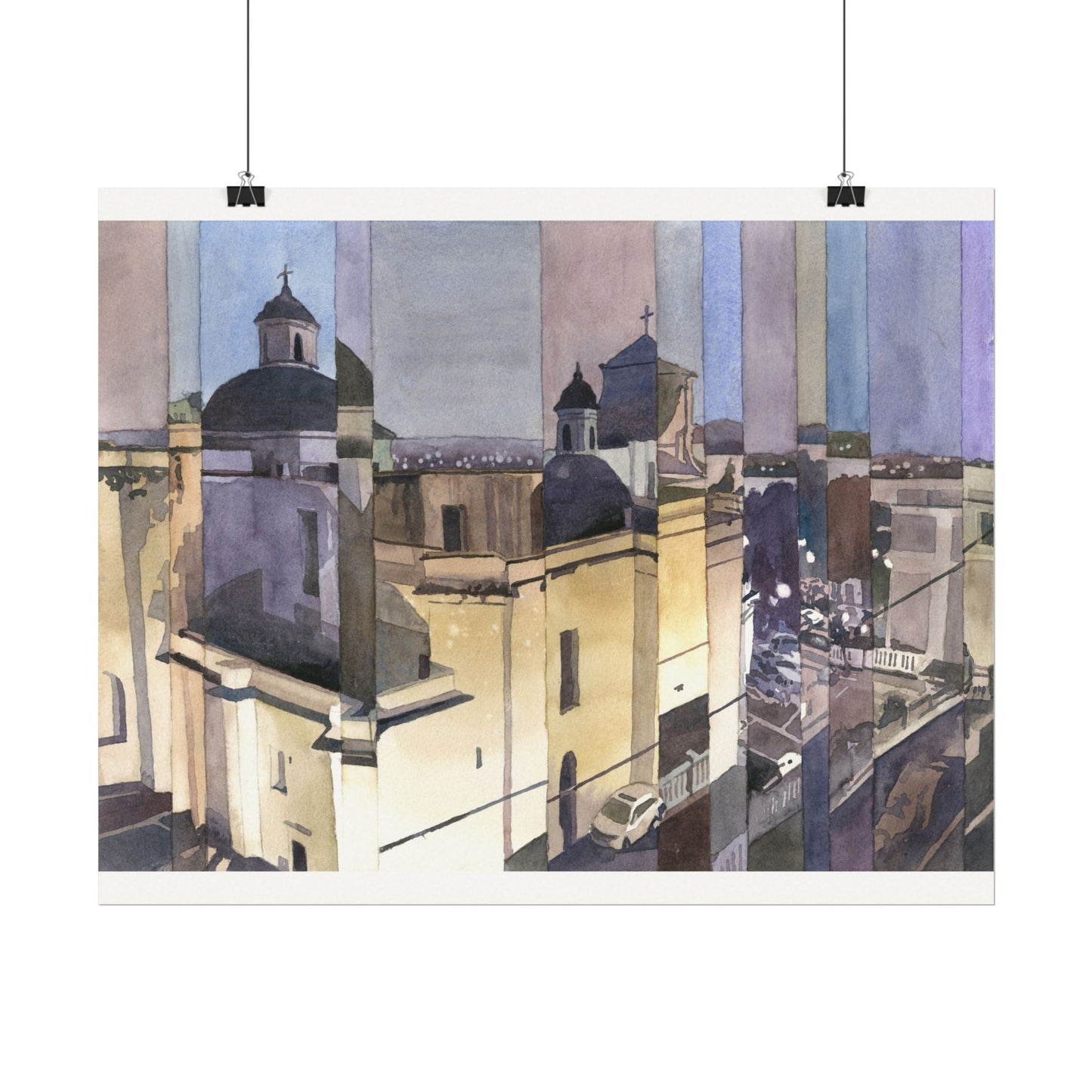 Catedral Basilica Menor de San Juan Bautista watercolor painting Puerto Rico architecture travel essentials Caribbean island art