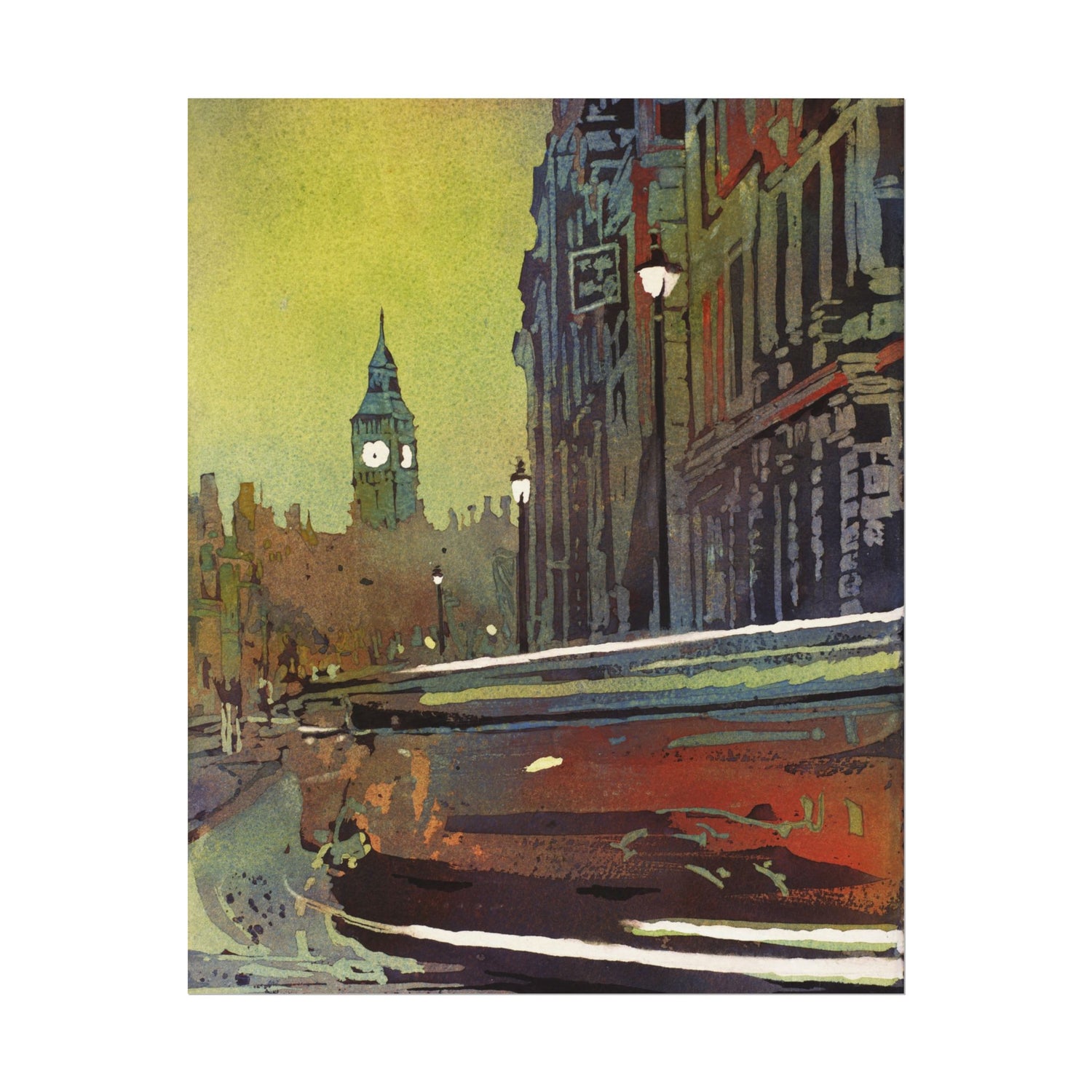 London England Big Ben Watercolor Skyline Landscape Europe Travel Home Decor Handmade Item (print) Poster