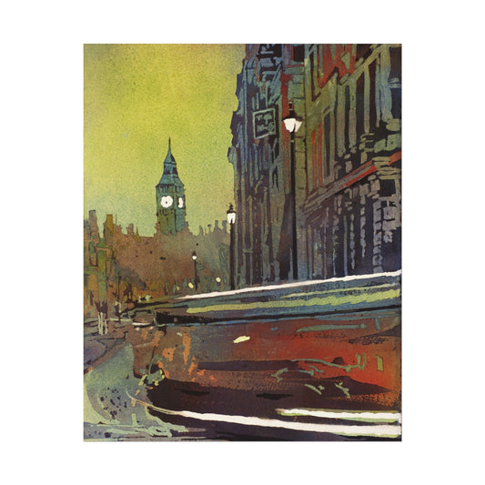 London England Big Ben Watercolor Skyline Landscape Europe Travel Home Decor Handmade Item (print) Poster
