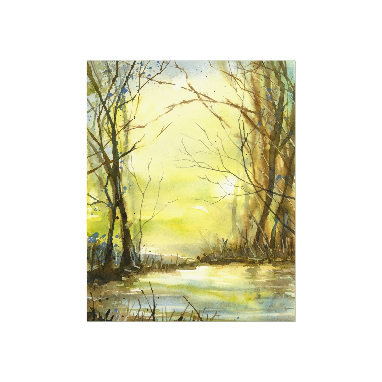 Sunset Forest Watercolor Poster Fine Art Poster | Colorful Landscape, Wildlife Wall Art Handmade Item Art for House Unframed Print Poster