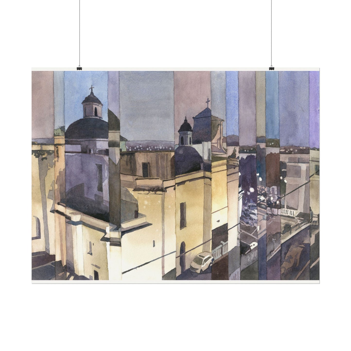 Catedral Basilica Menor de San Juan Bautista watercolor painting Puerto Rico architecture travel essentials Caribbean island art