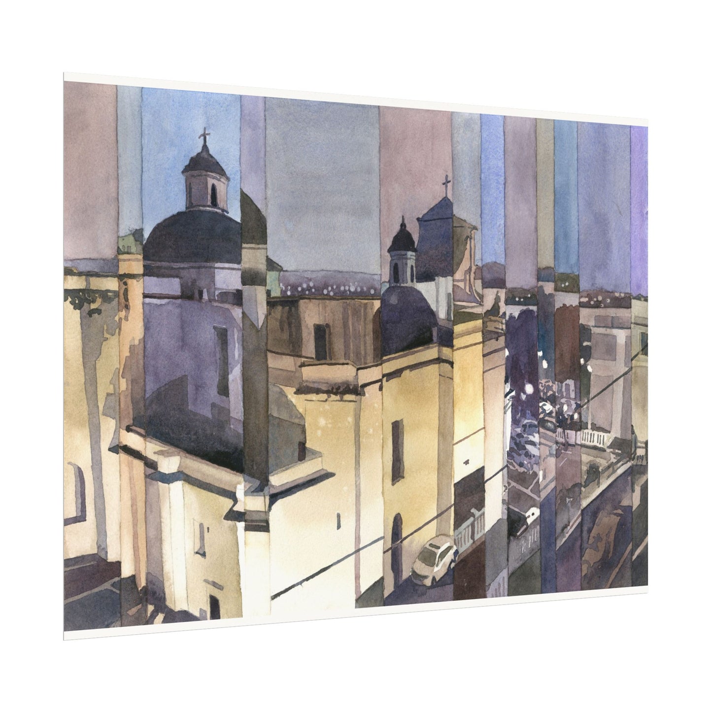 Catedral Basilica Menor de San Juan Bautista watercolor painting Puerto Rico architecture travel essentials Caribbean island art