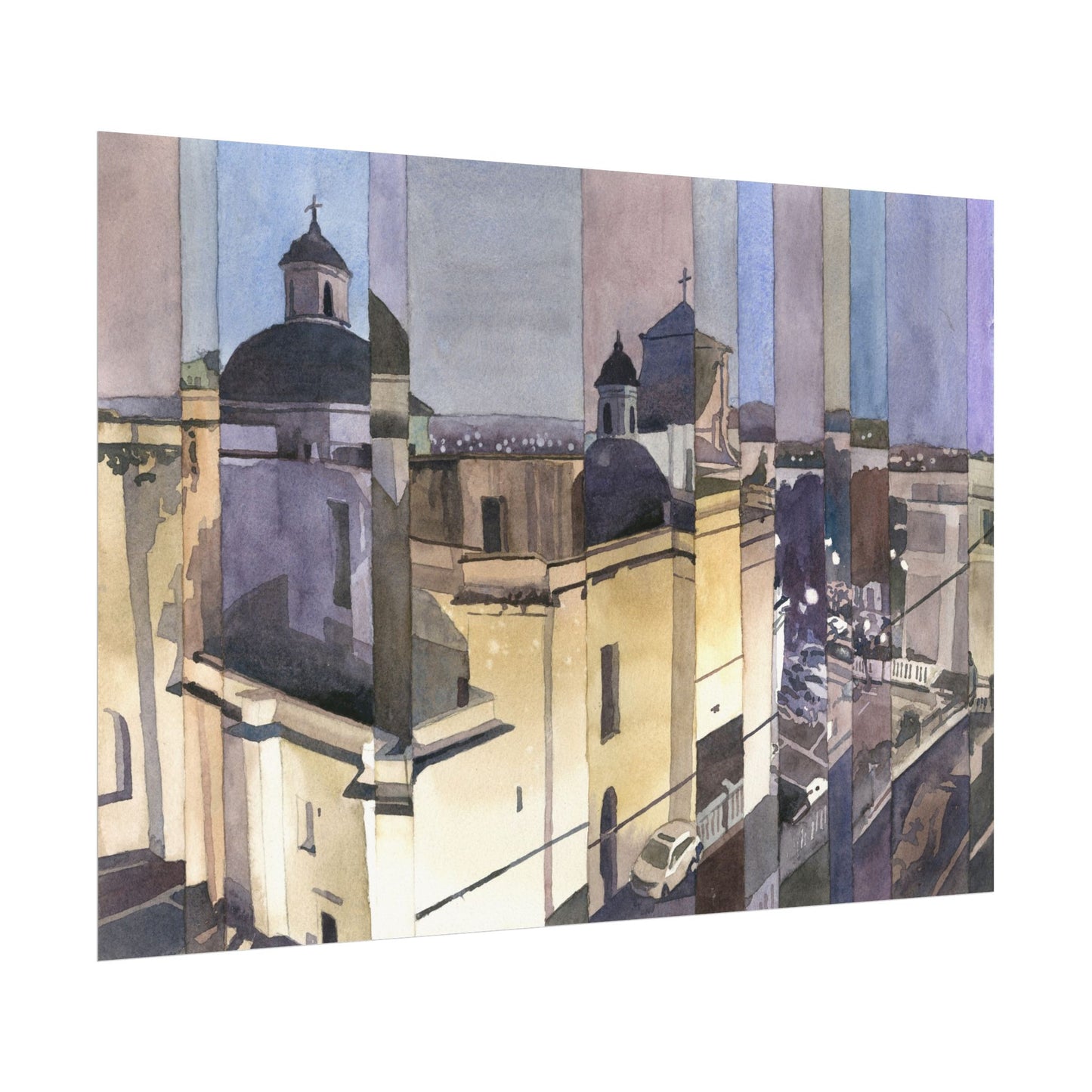 Catedral Basilica Menor de San Juan Bautista watercolor painting Puerto Rico architecture travel essentials Caribbean island art