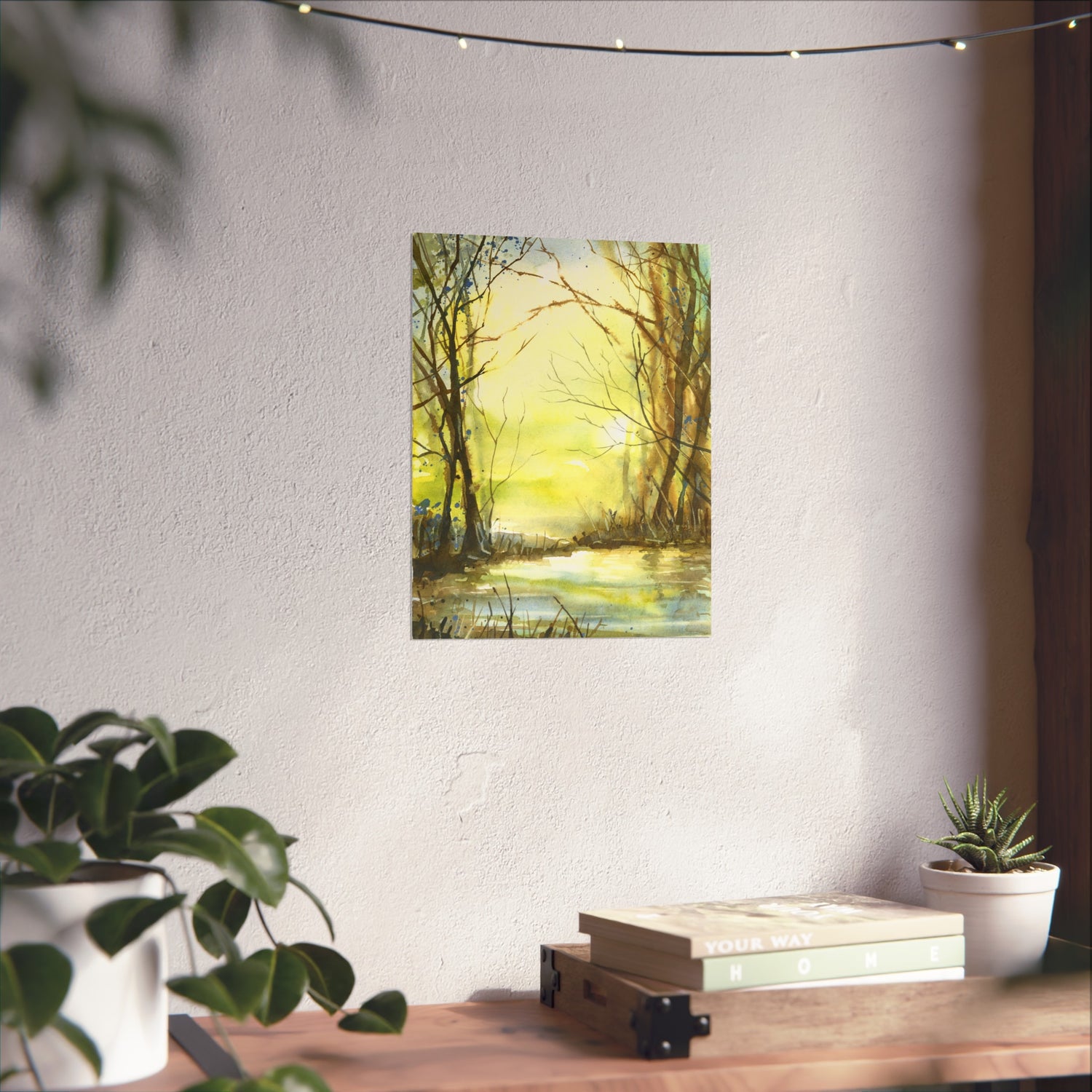 Sunset Forest Watercolor Poster Fine Art Poster | Colorful Landscape, Wildlife Wall Art Handmade Item Art for House Unframed Print Poster